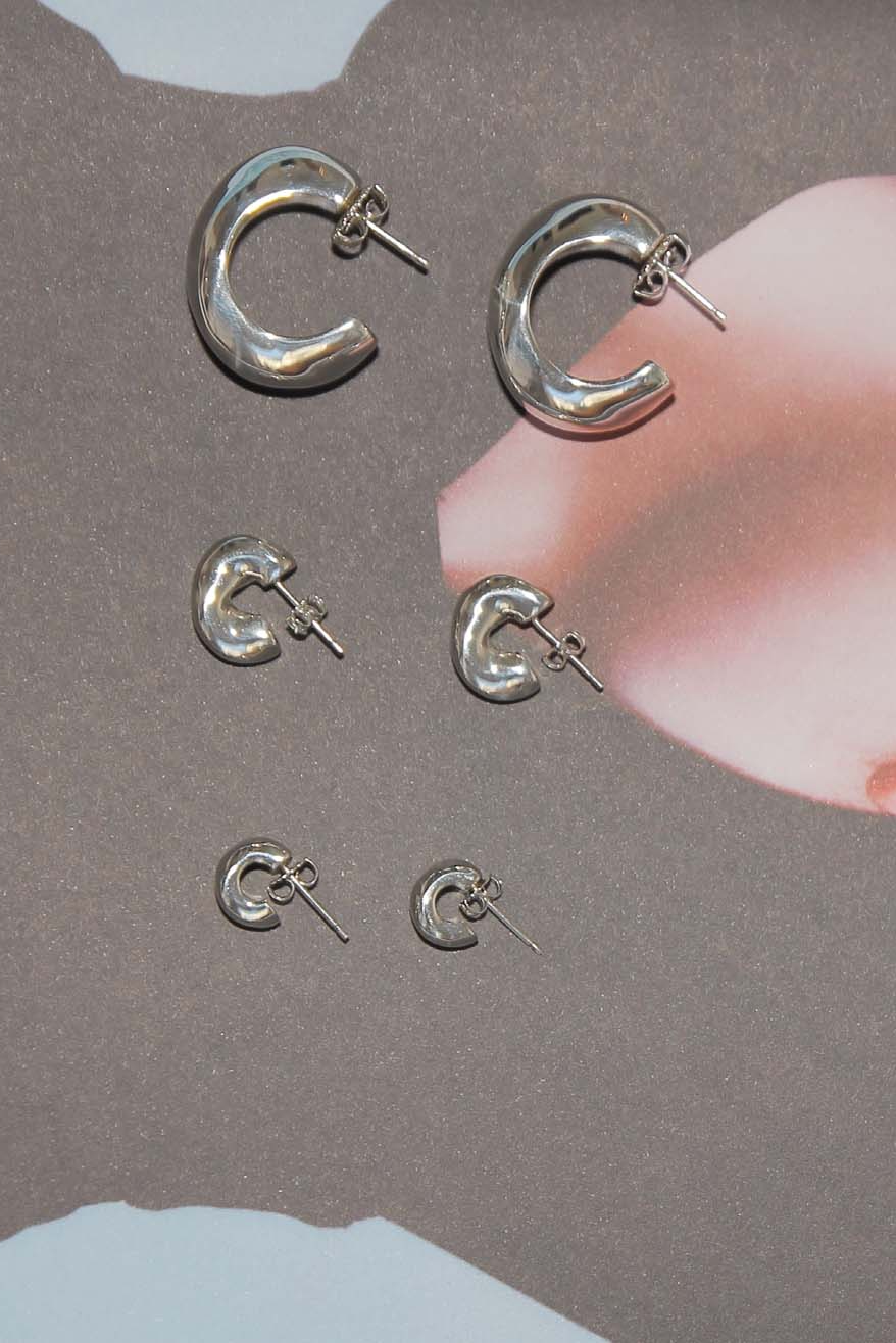 AGMES, Mini Dahlia Huggies, Silver