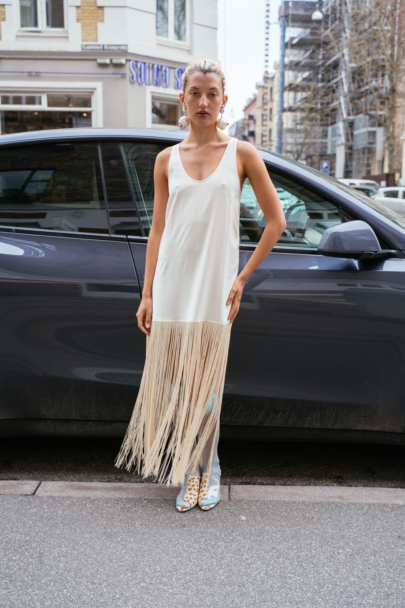 MR. LARKIN, Tassel Slip Dress, Ivory