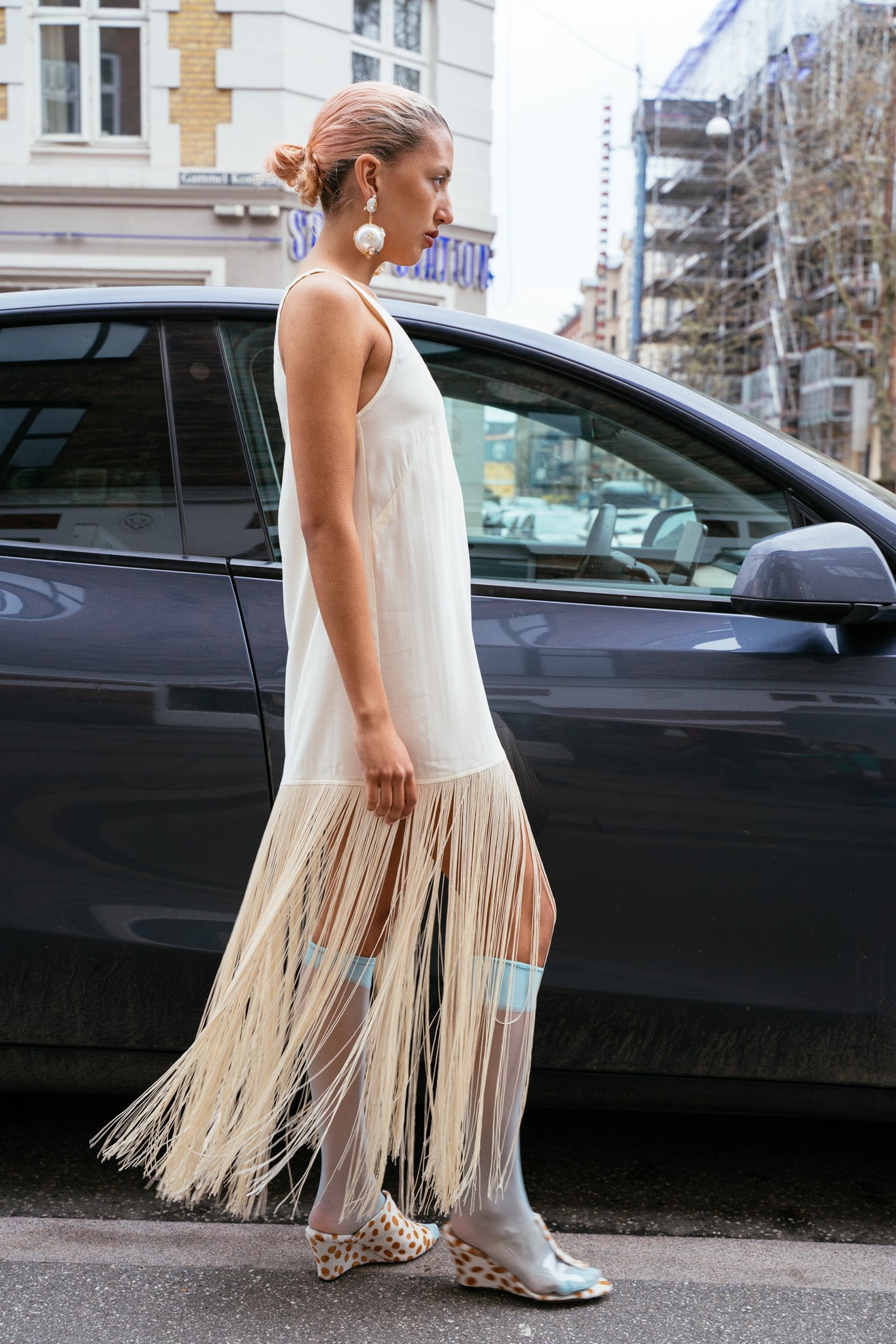 MR. LARKIN, Tassel Slip Dress, Ivory