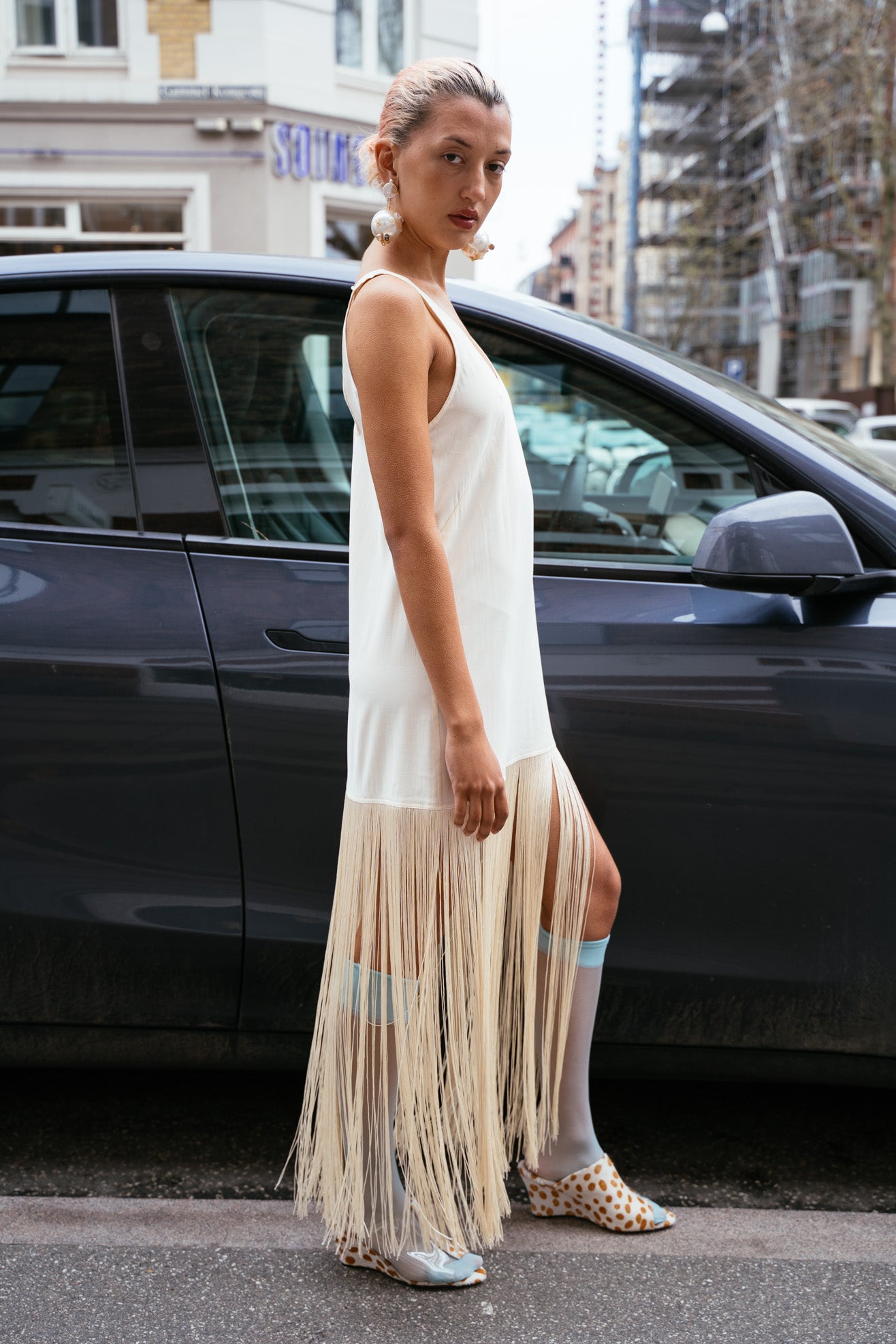 MR. LARKIN, Tassel Slip Dress, Ivory