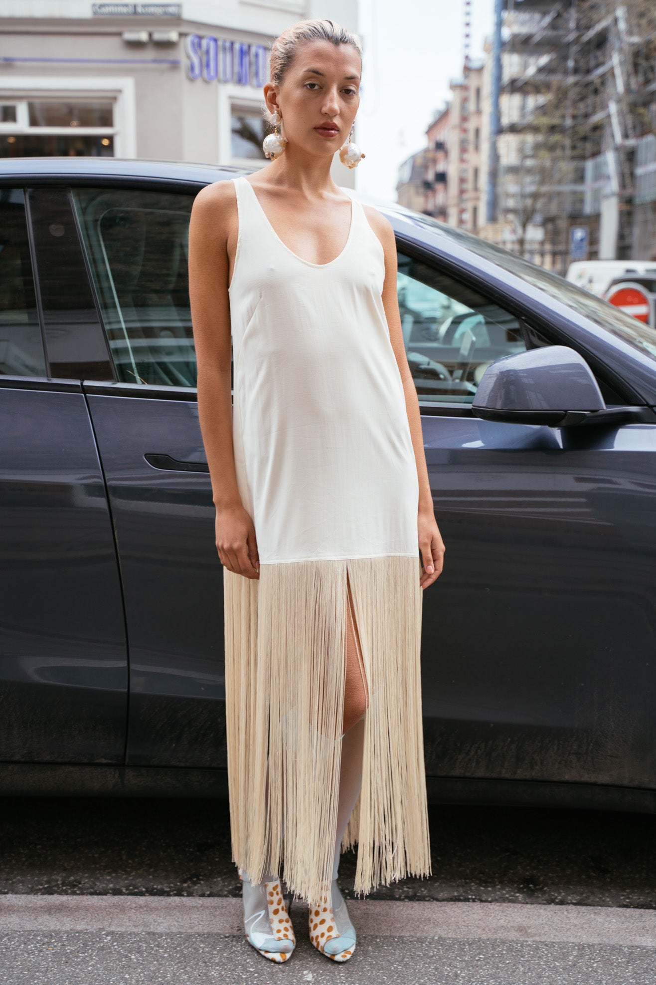 MR. LARKIN, Tassel Slip Dress, Ivory