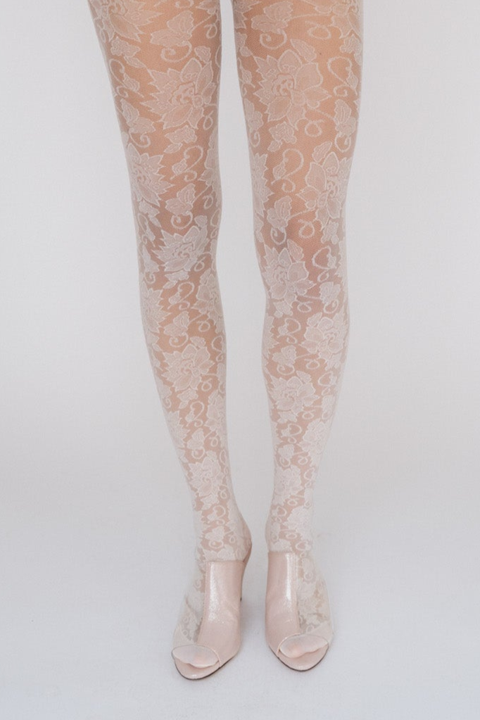 SWEDISH STOCKINGS, Lily Lace Tights, Ivory