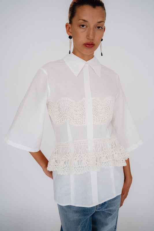 SKARULE, Crochet Shirt, Off White
