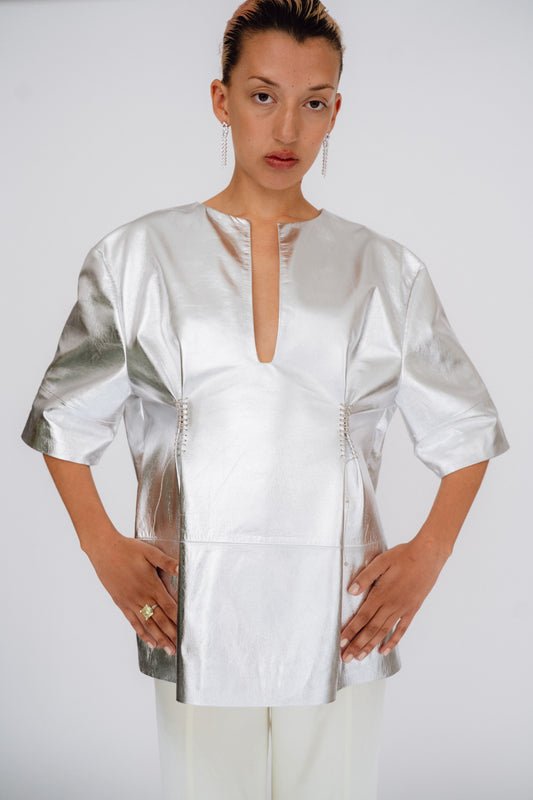 SKARULE, Leather Polo, Silver