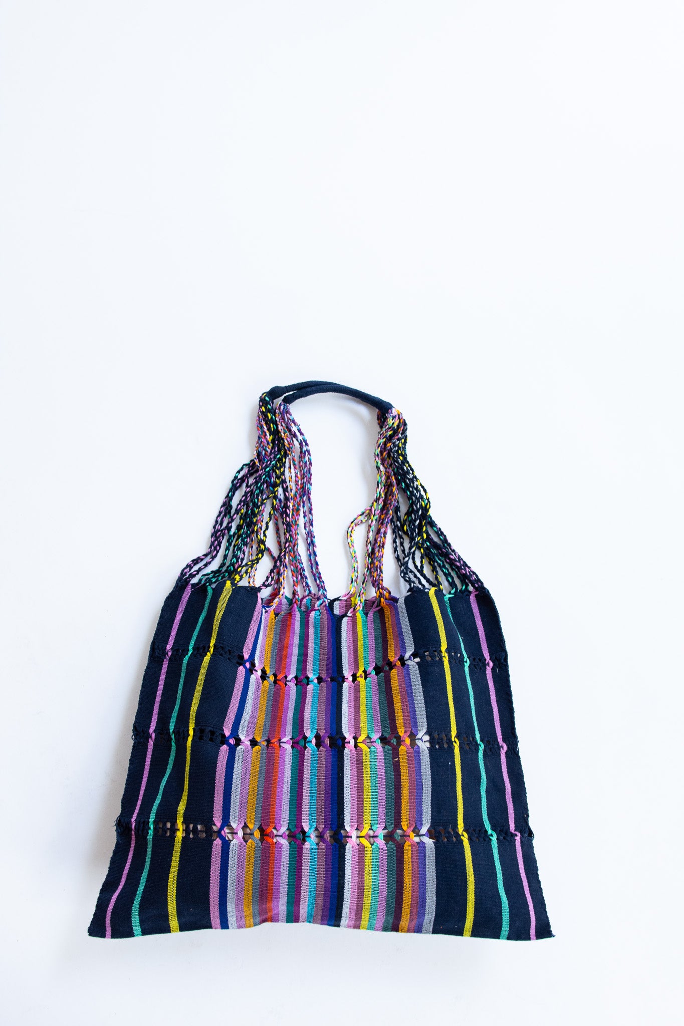 MR. LARKIN, Mercado Woven Market Bag, Stripe Black