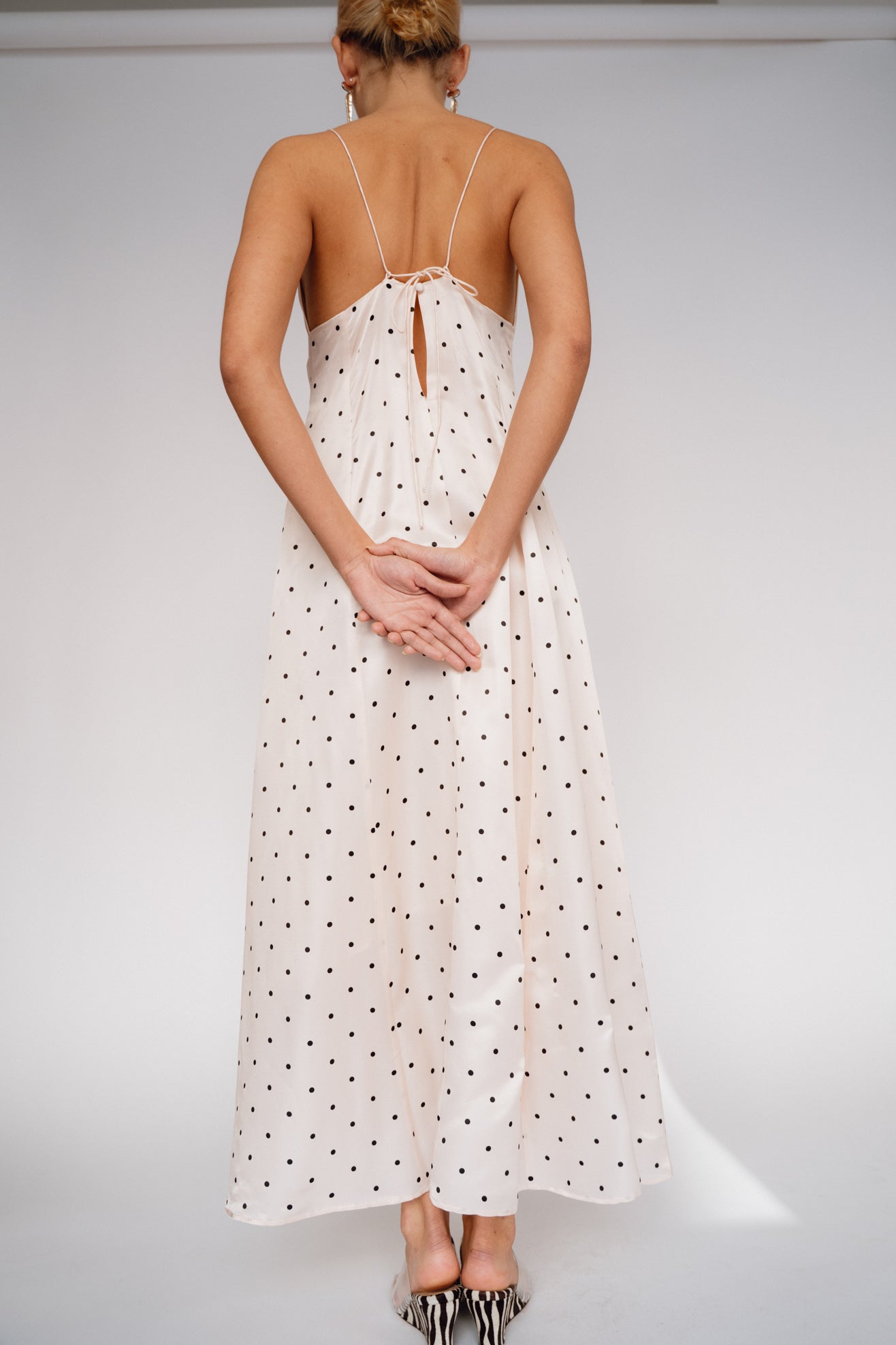 MR. LARKIN, Margot Sun Dress, Sheer Pink/Black Tiny Dot