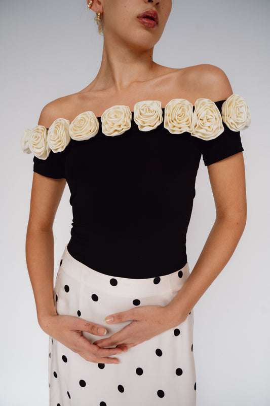 MR. LARKIN, Gabrielle Top, Black/Ivory
