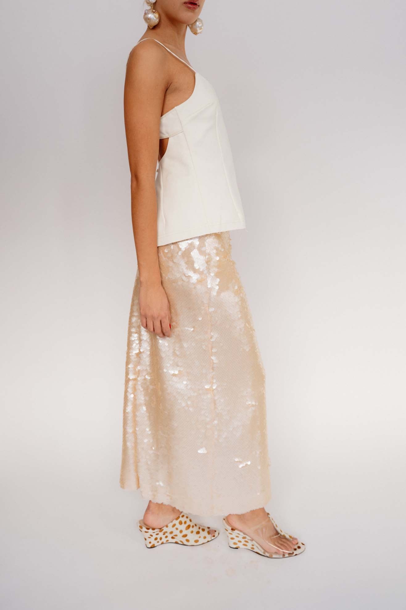 MR. LARKIN, Ana Sequin Skirt, Champagne