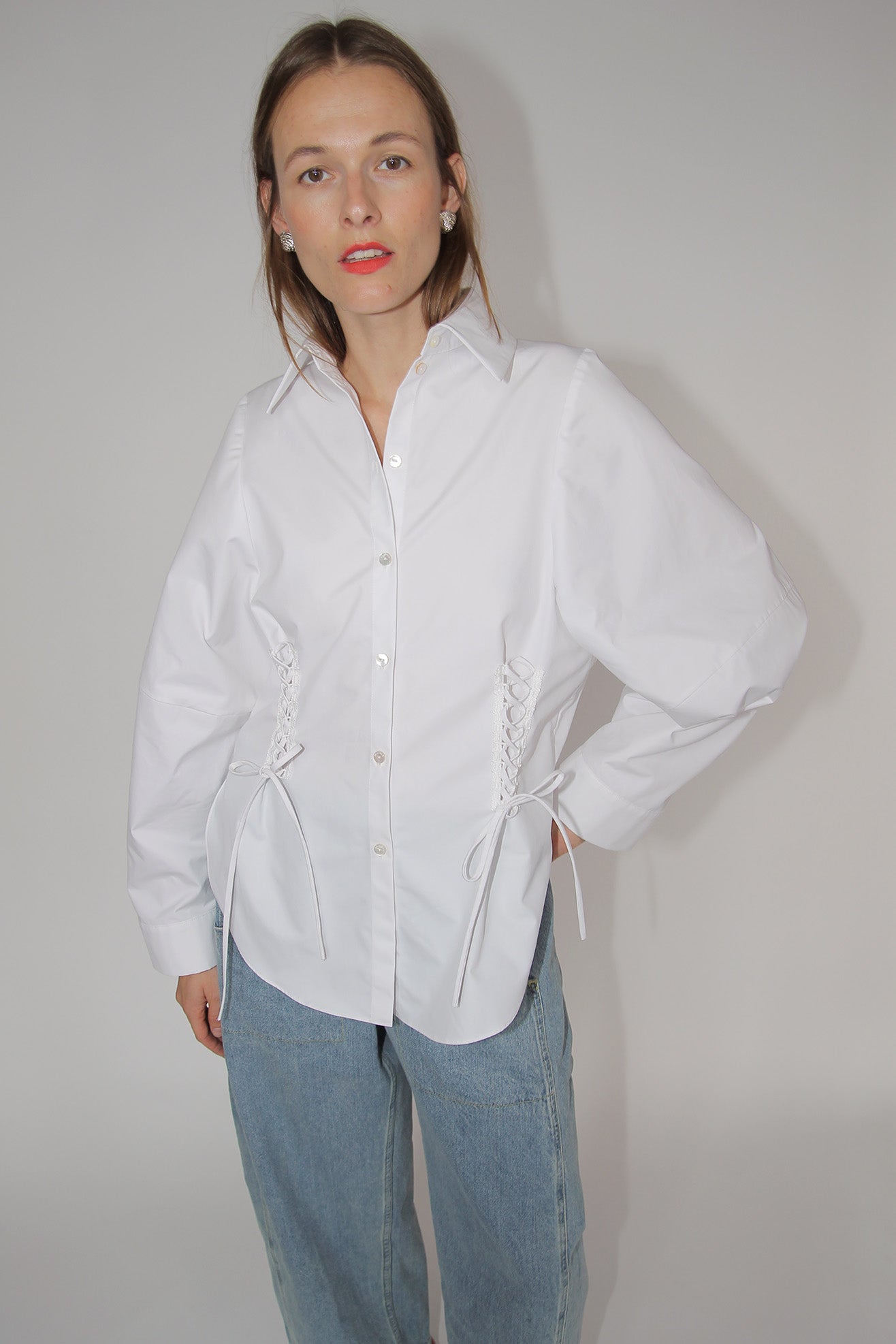 MR. LARKIN, Roberta Corset Shirt, Off White