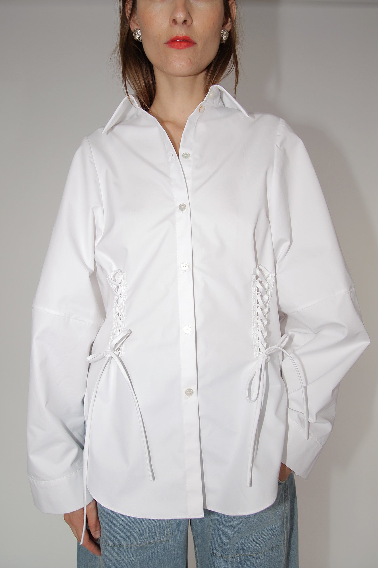 MR. LARKIN, Roberta Corset Shirt, Off White