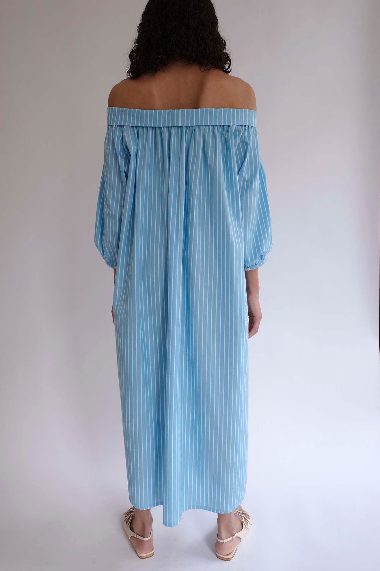 MR. LARKIN, Sutton Dress, Cerulean Stripe