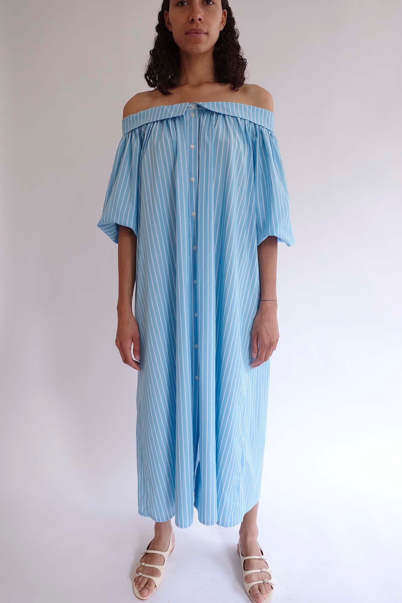 MR. LARKIN, Sutton Dress, Cerulean Stripe