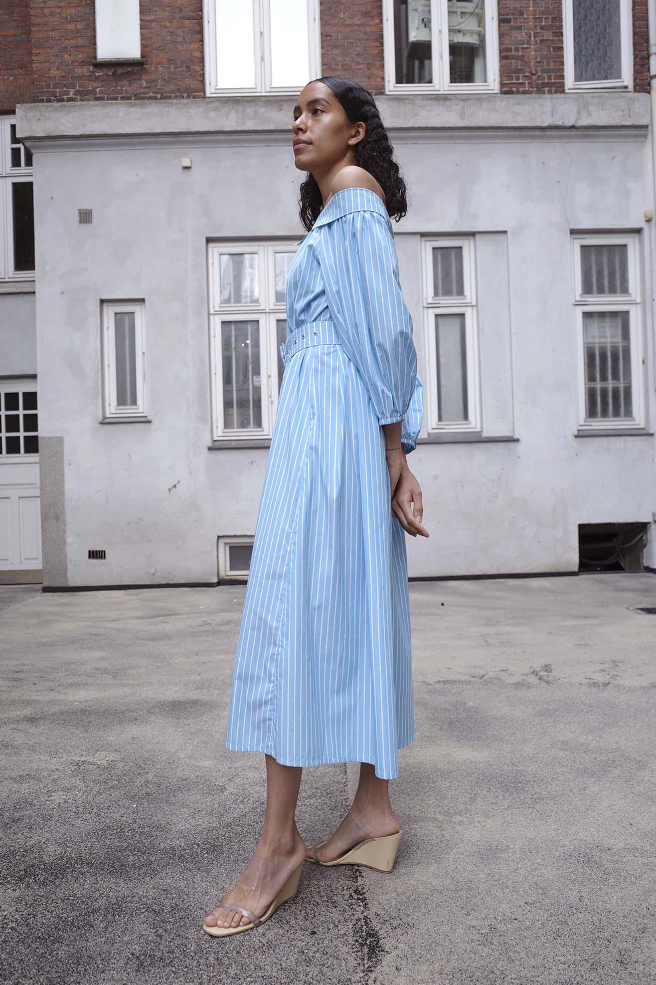 MR. LARKIN, Sutton Dress, Cerulean Stripe