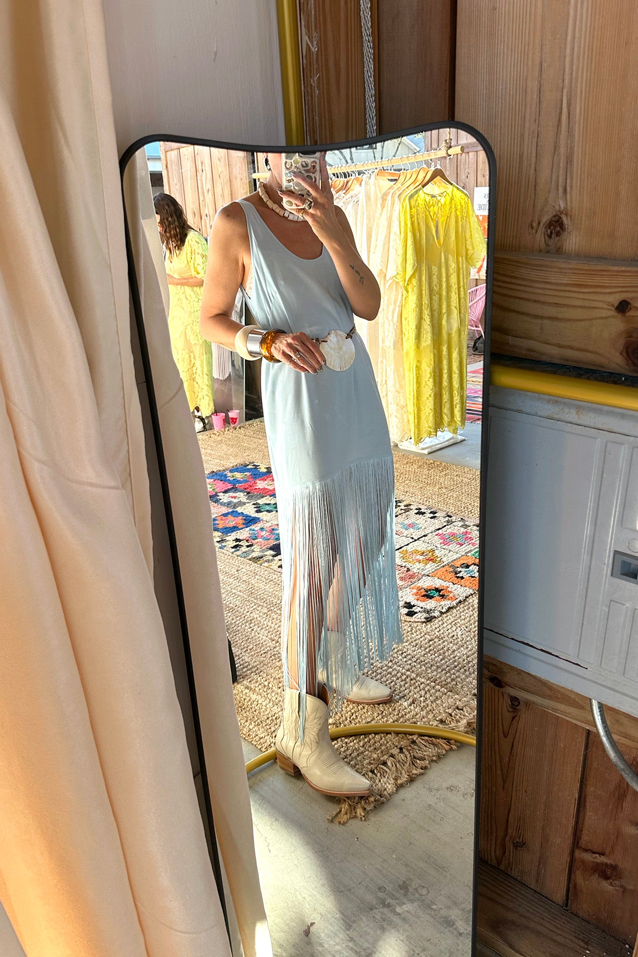 MR. LARKIN, Tassel Slip Dress, Ice Blue