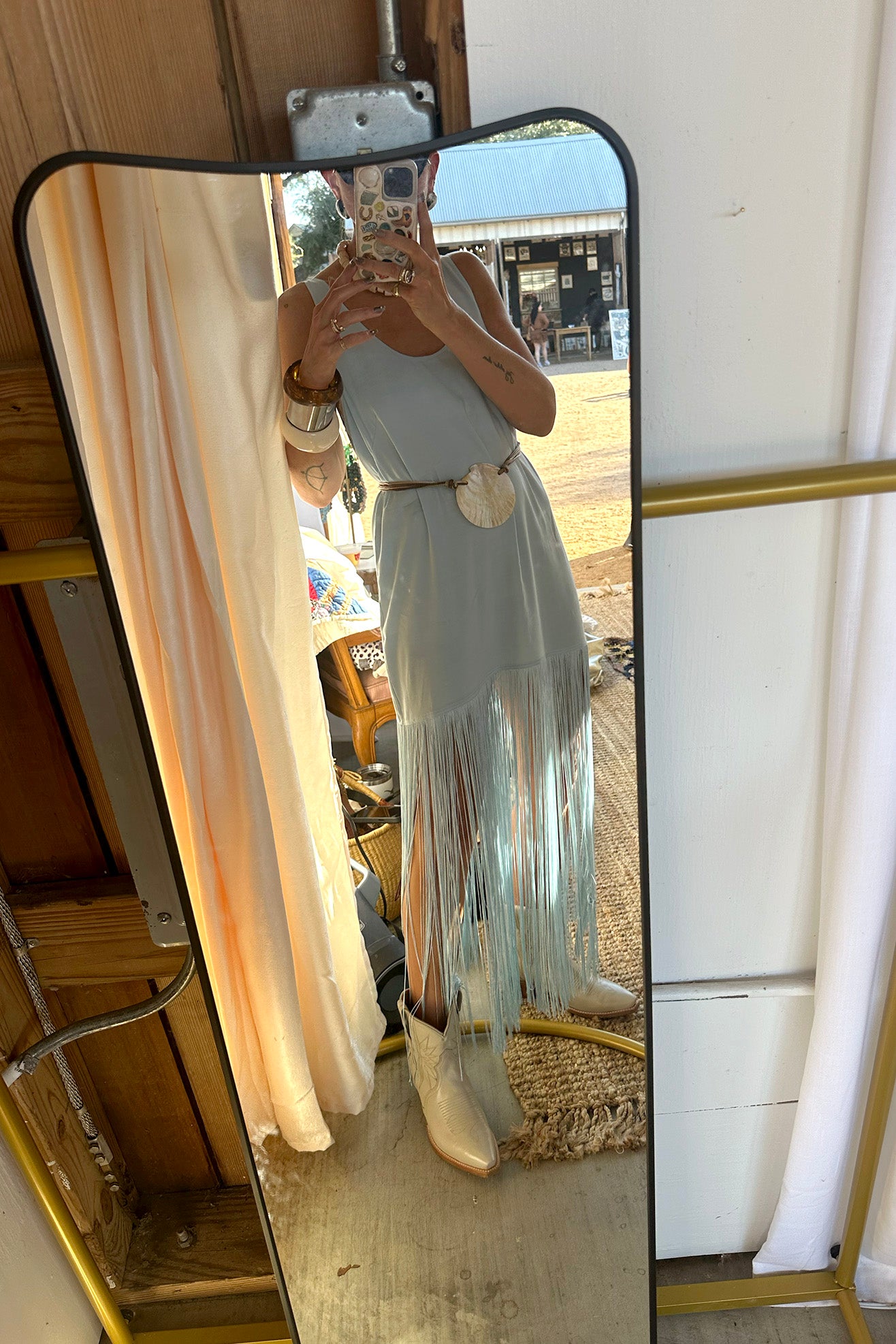 MR. LARKIN, Tassel Slip Dress, Ice Blue