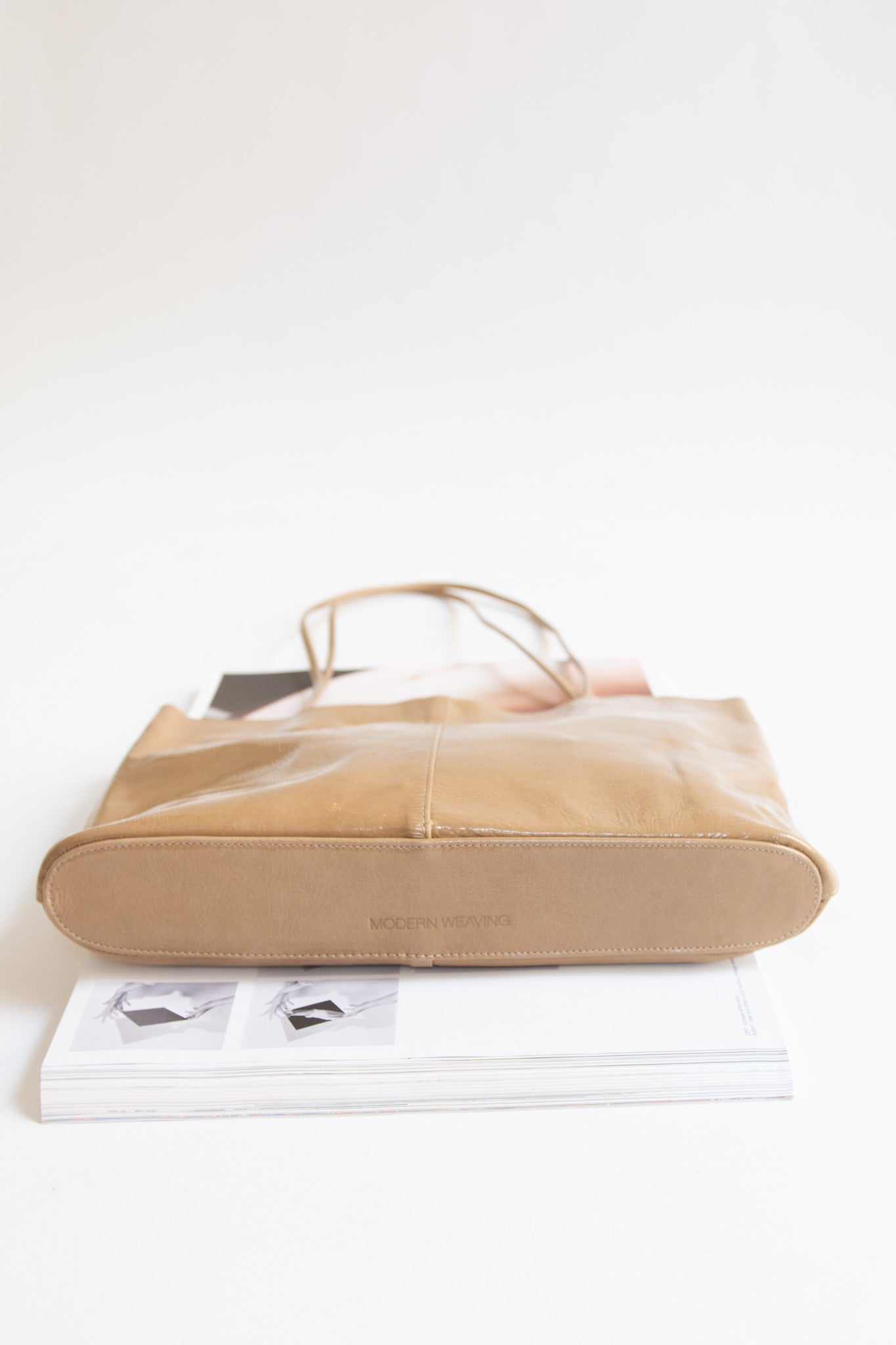 MODERN WEAVING, Narrow Oval Relaxed Tote, Glossed Almond
