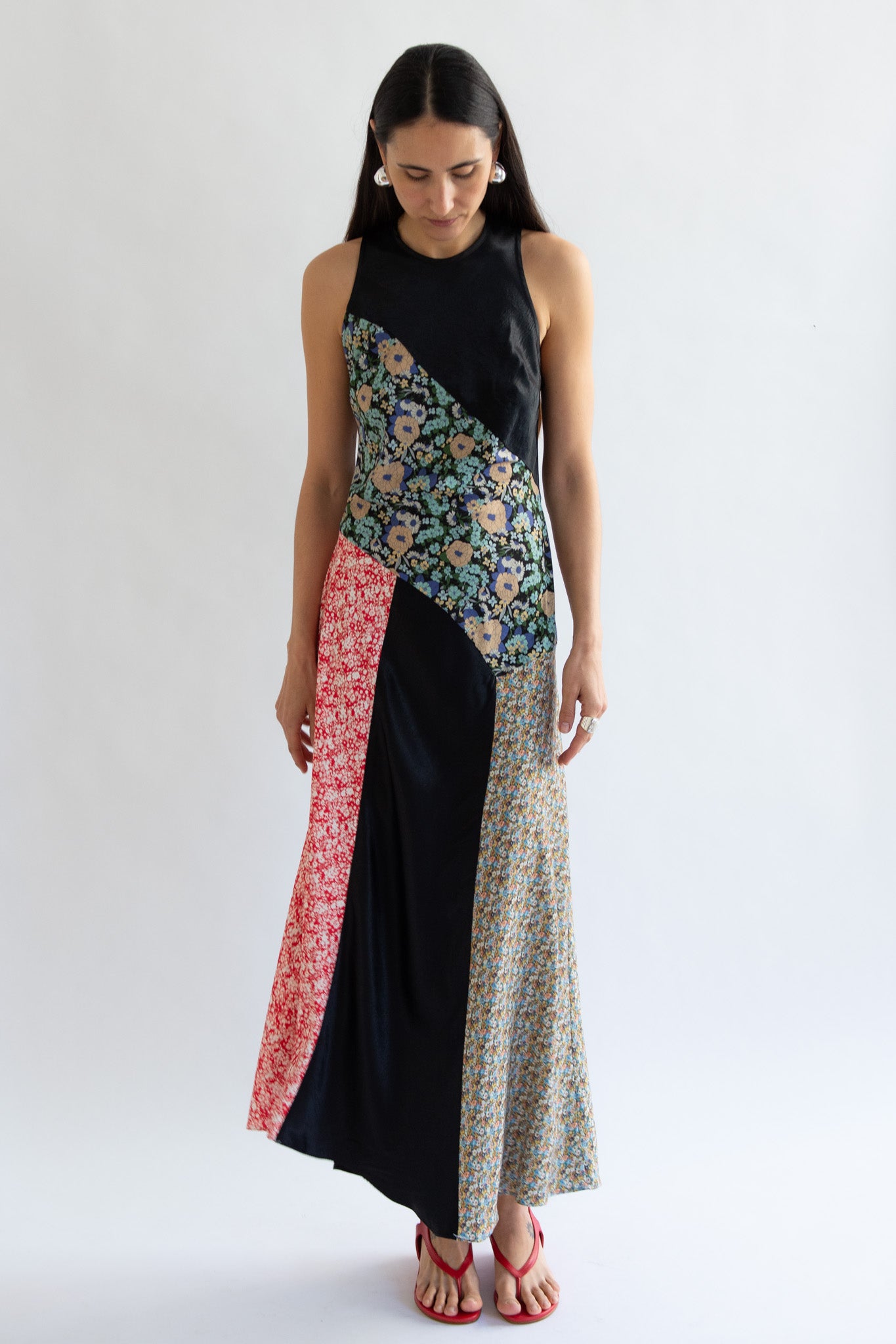 NOMIA, Combo Bias Maxi Dress, Black/Multi