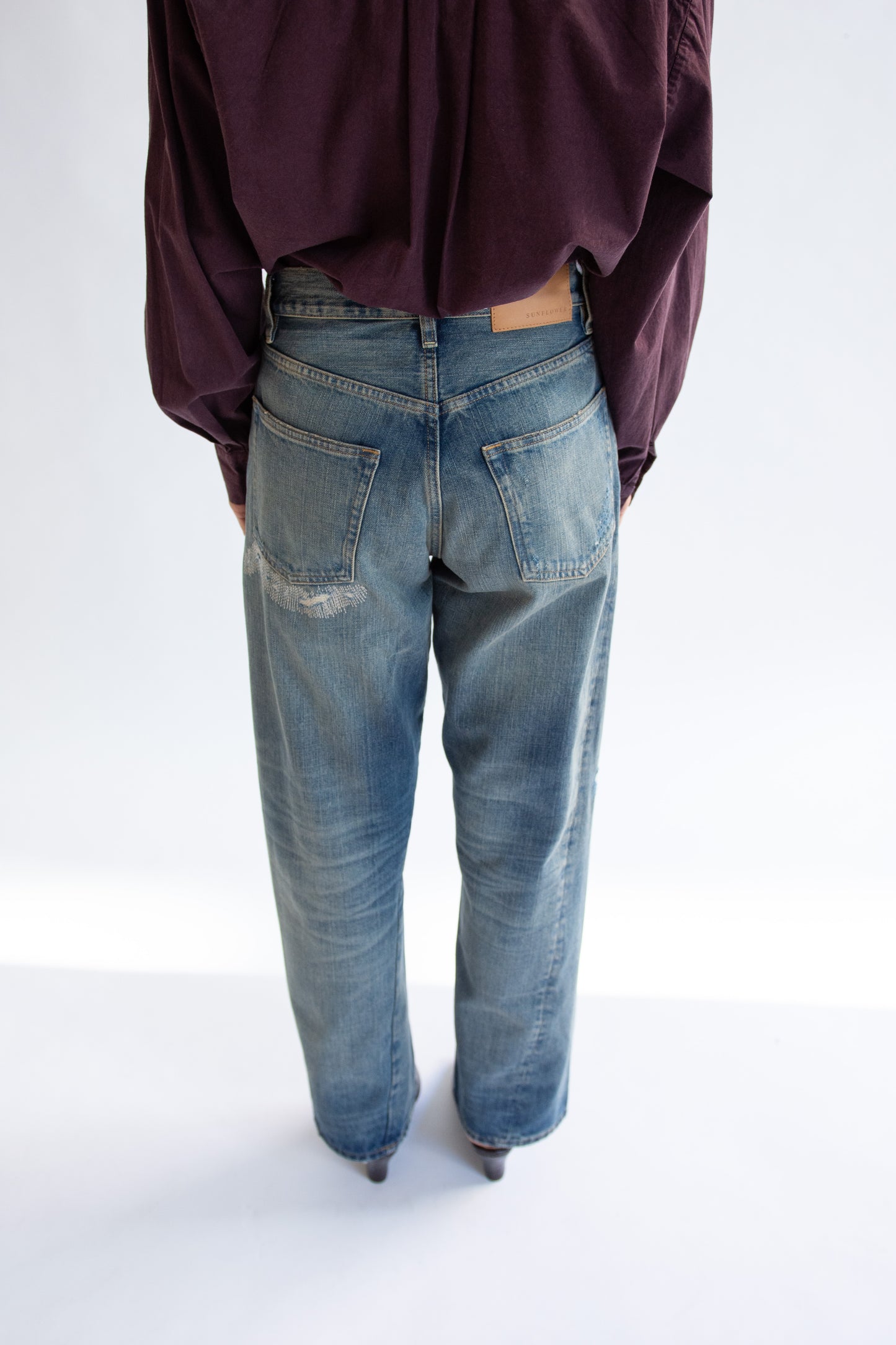 SUNFLOWER, Wide Twist Jean, Well Worn Blue