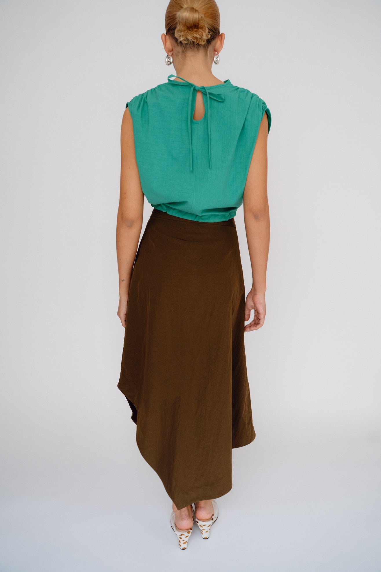 NOMIA, A Line Asymmetric Skirt, Sienna