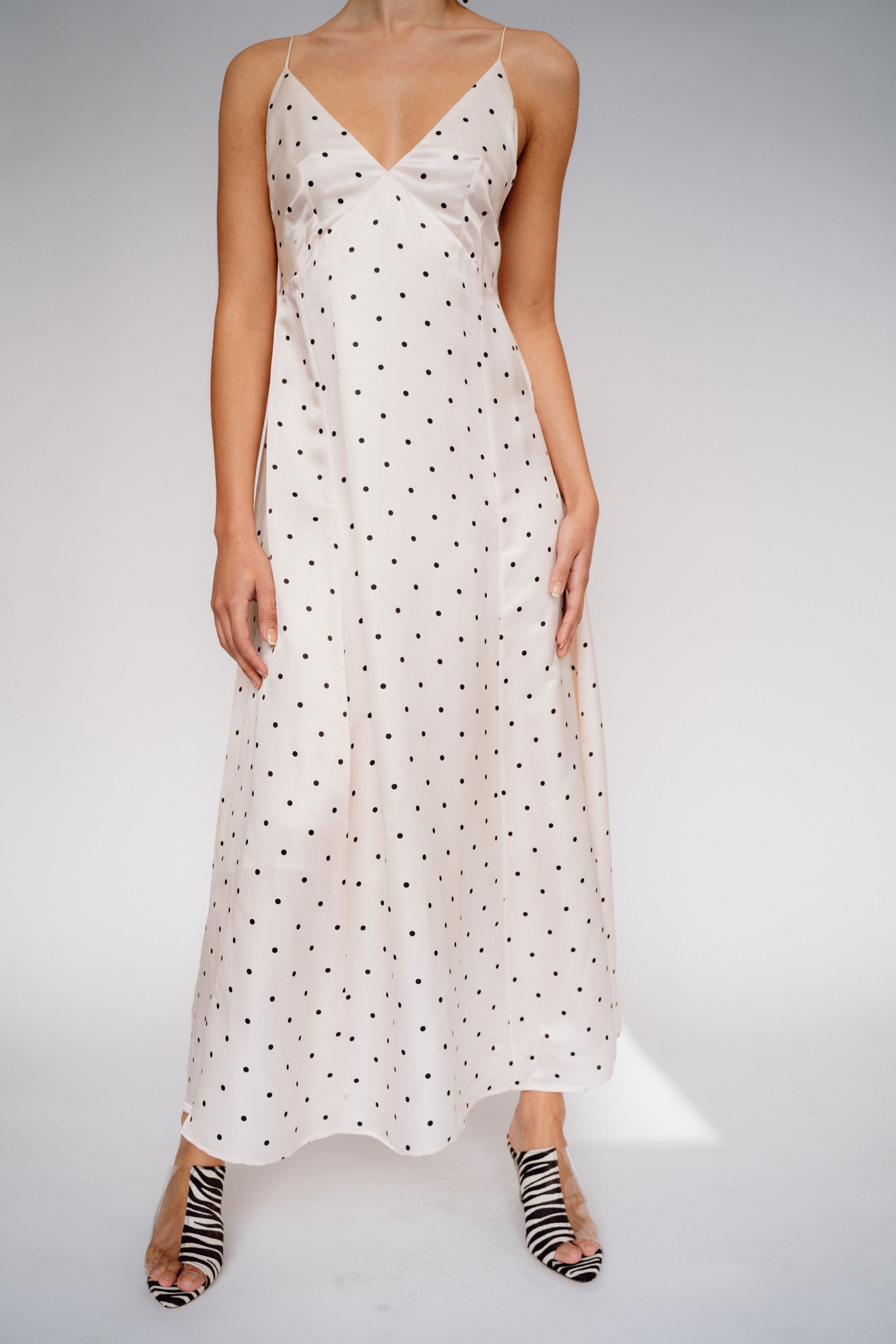 MR. LARKIN, Margot Sun Dress, Sheer Pink/Black Tiny Dot