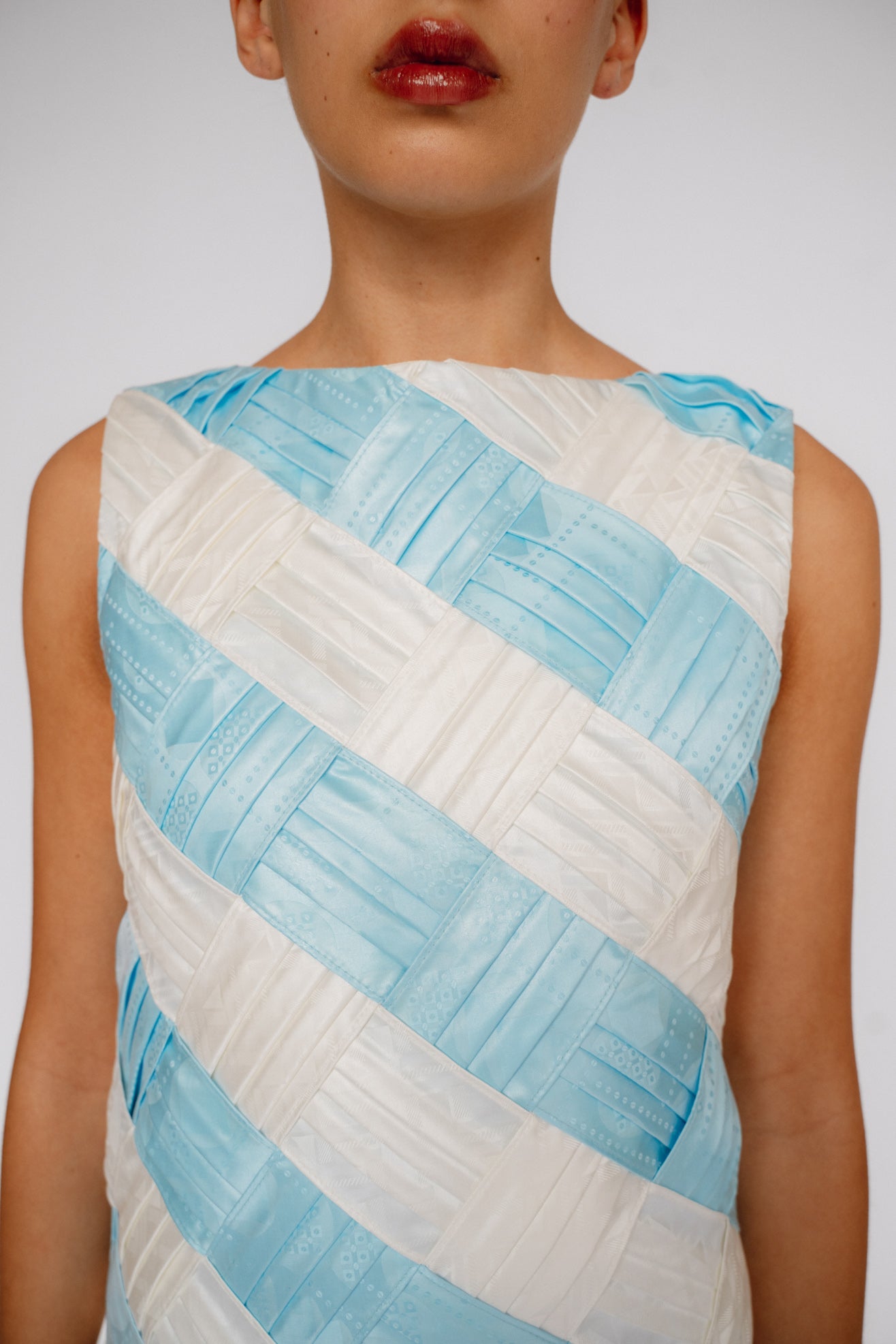SUPER YAYA, Mini Diana Dress, Ice Blue/White Chantilly
