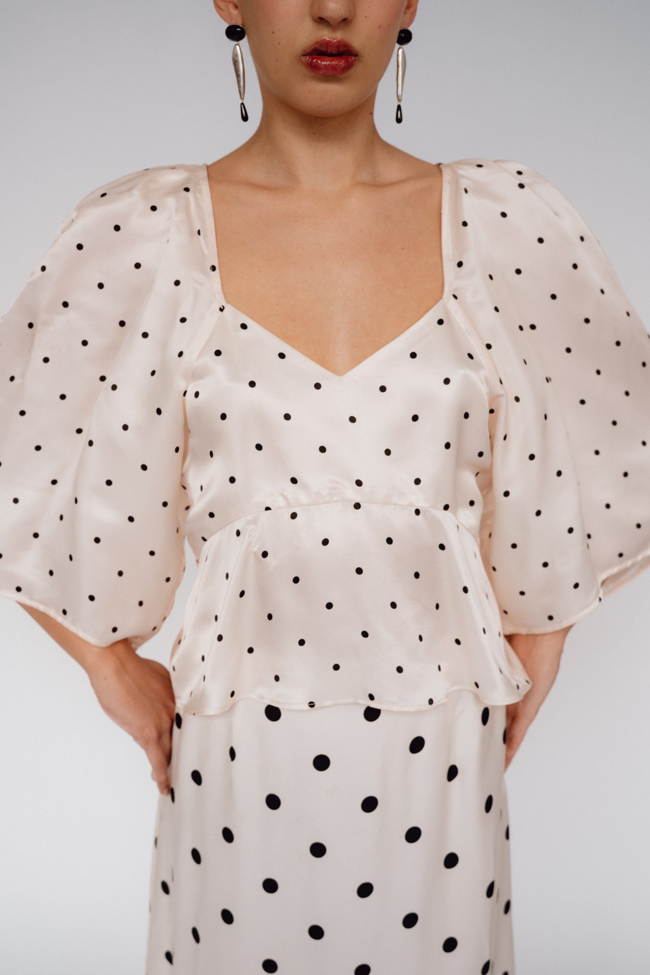 MR. LARKIN, Lexi Top, Sheer Pink/Black Tiny Dot