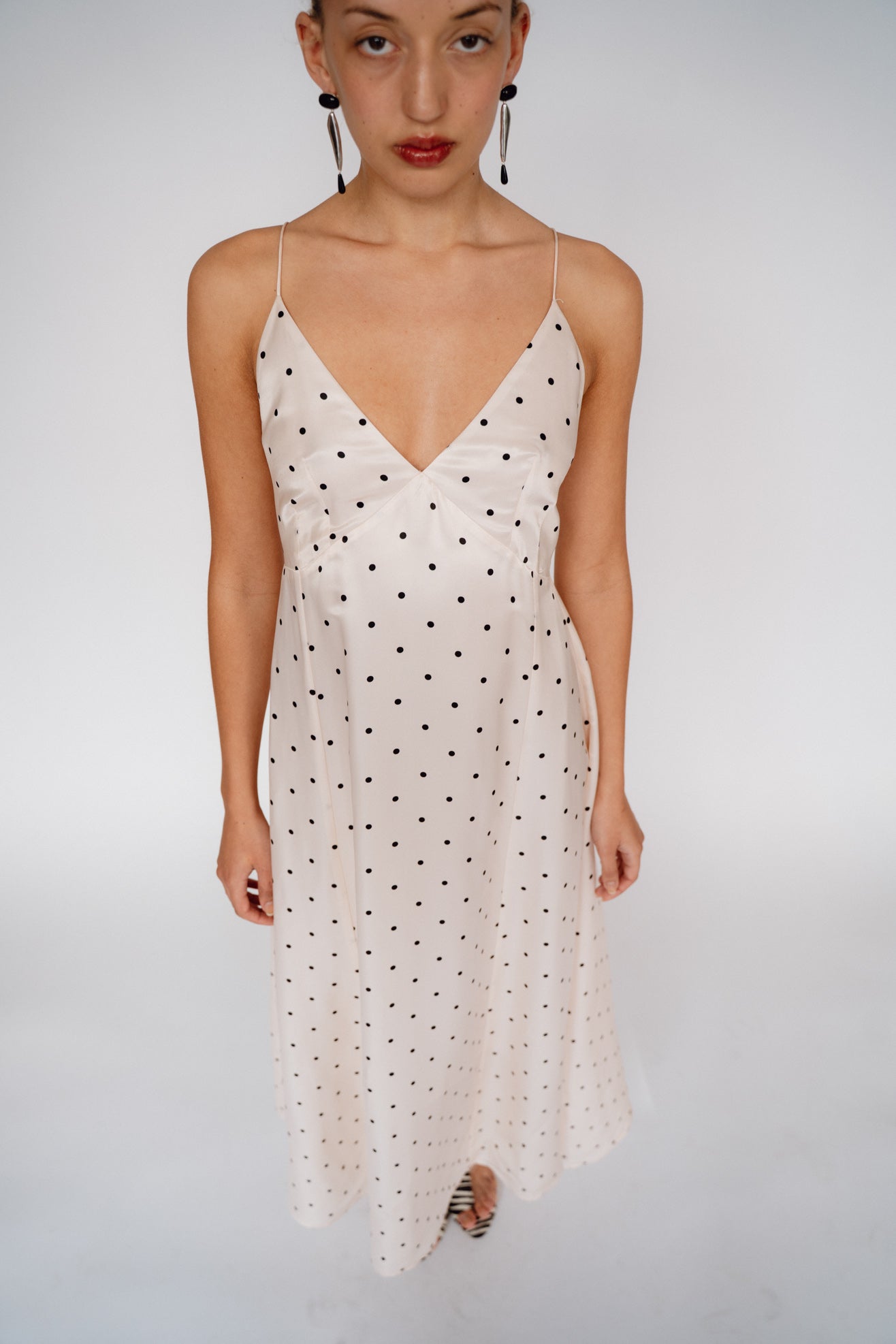 MR. LARKIN, Margot Sun Dress, Sheer Pink/Black Tiny Dot