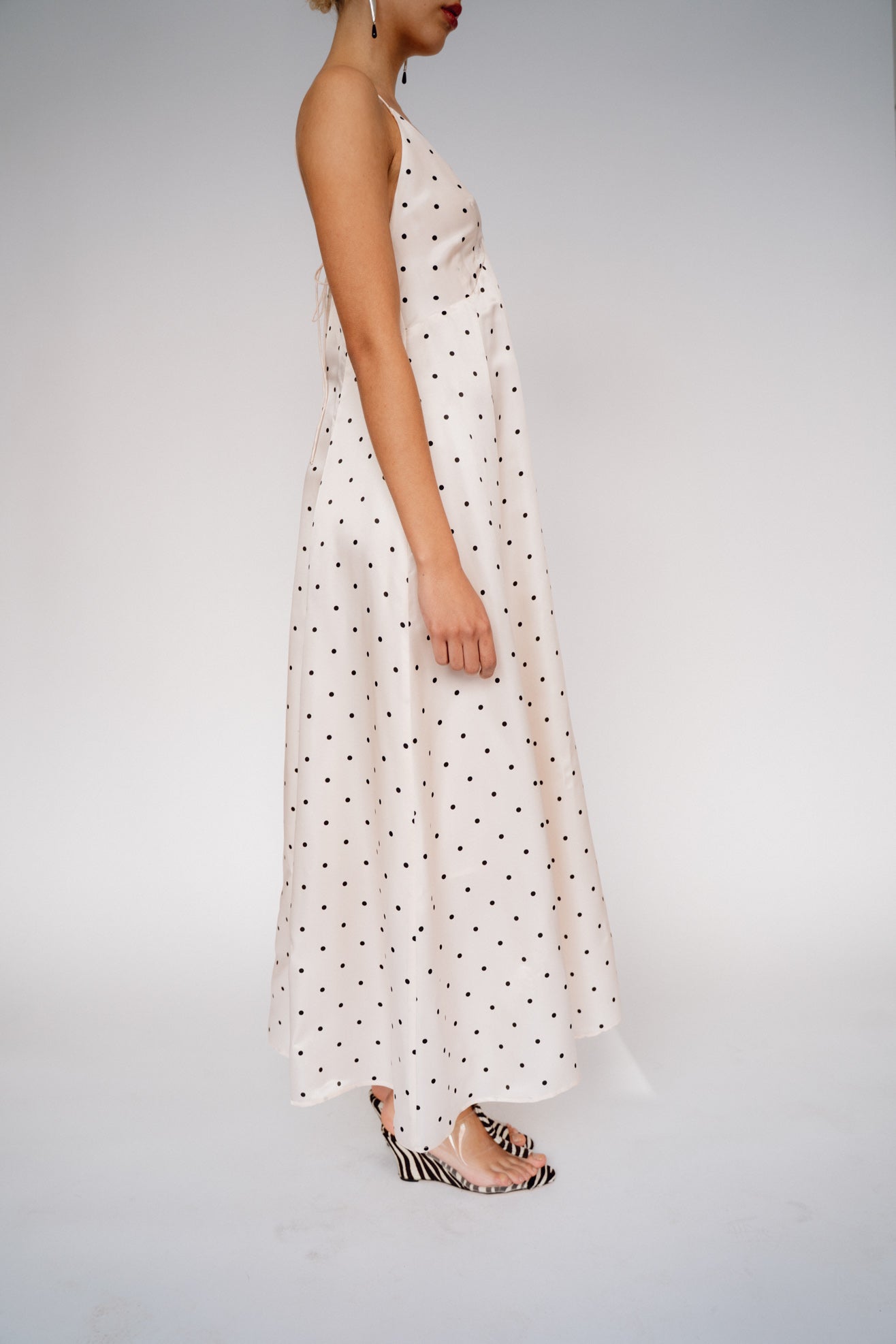 MR. LARKIN, Margot Sun Dress, Sheer Pink/Black Tiny Dot