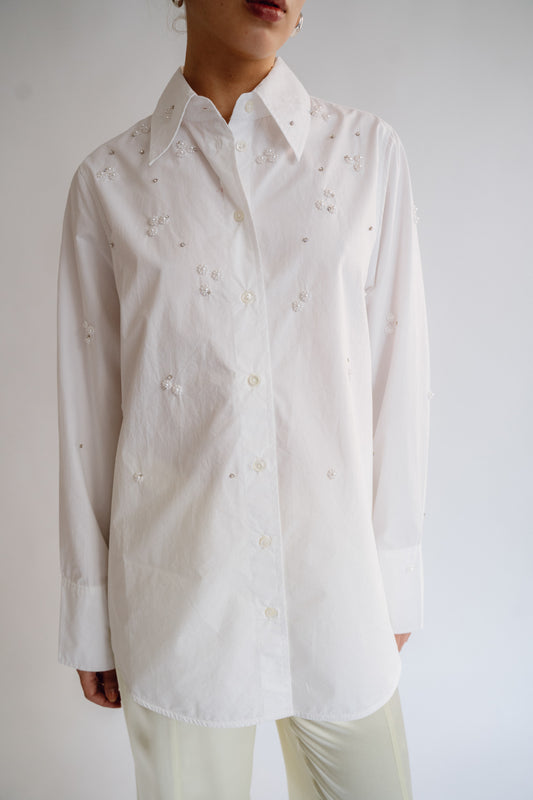 MR. LARKIN, Patty Beaded Shirt, White