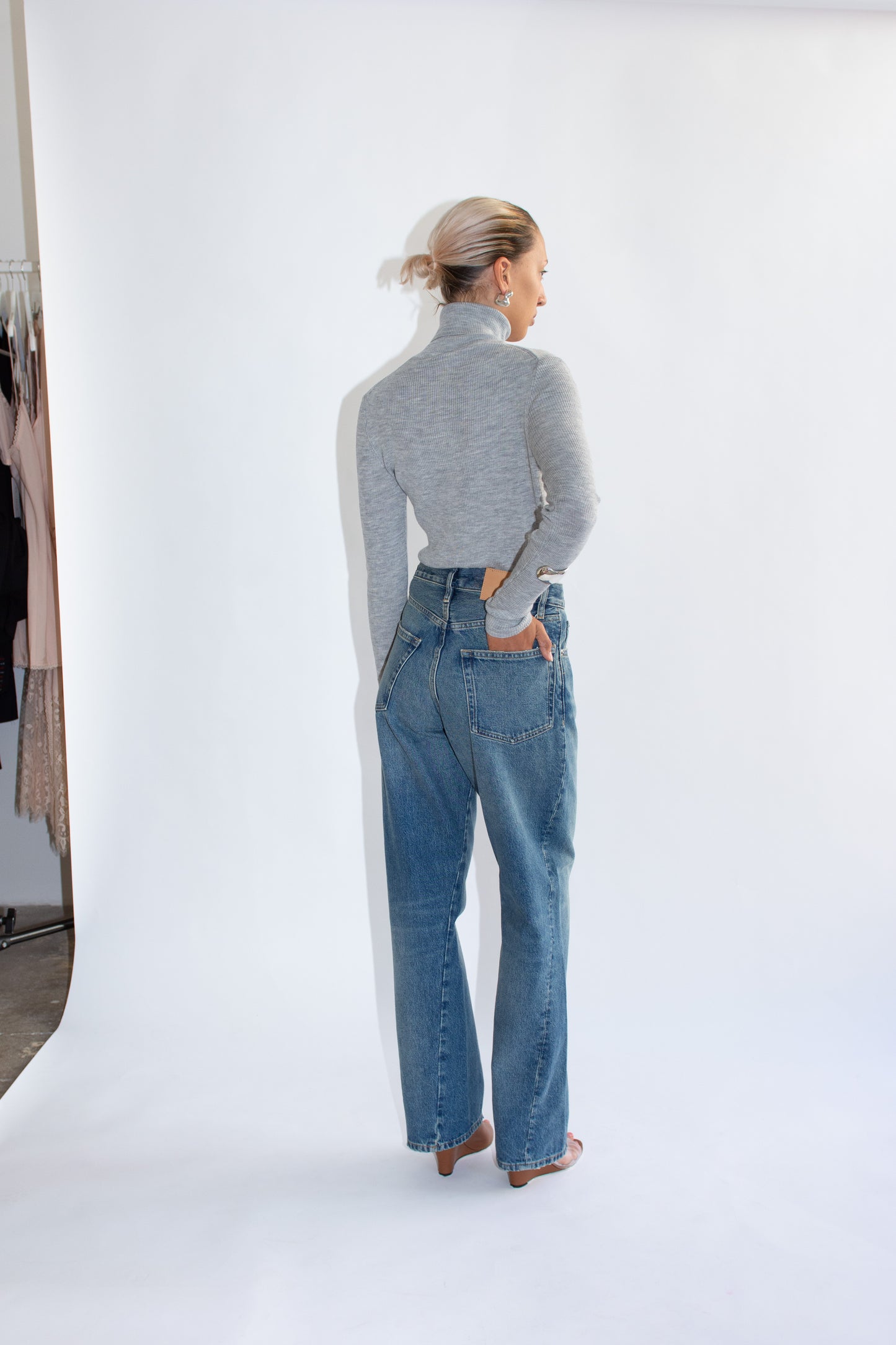 SUNFLOWER, Merino Rib Turtle Neck, Grey Melange