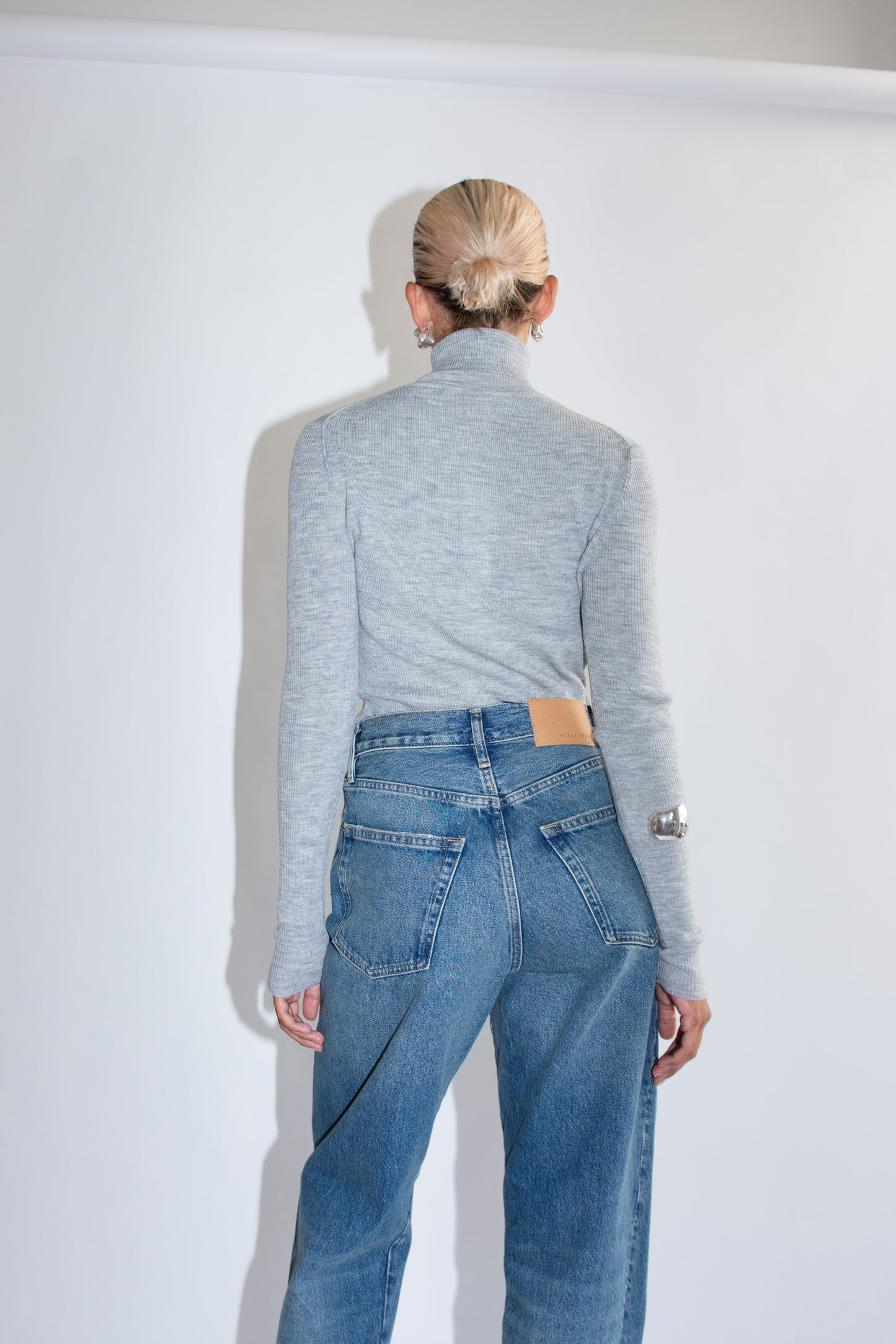 SUNFLOWER, Merino Rib Turtle Neck, Grey Melange