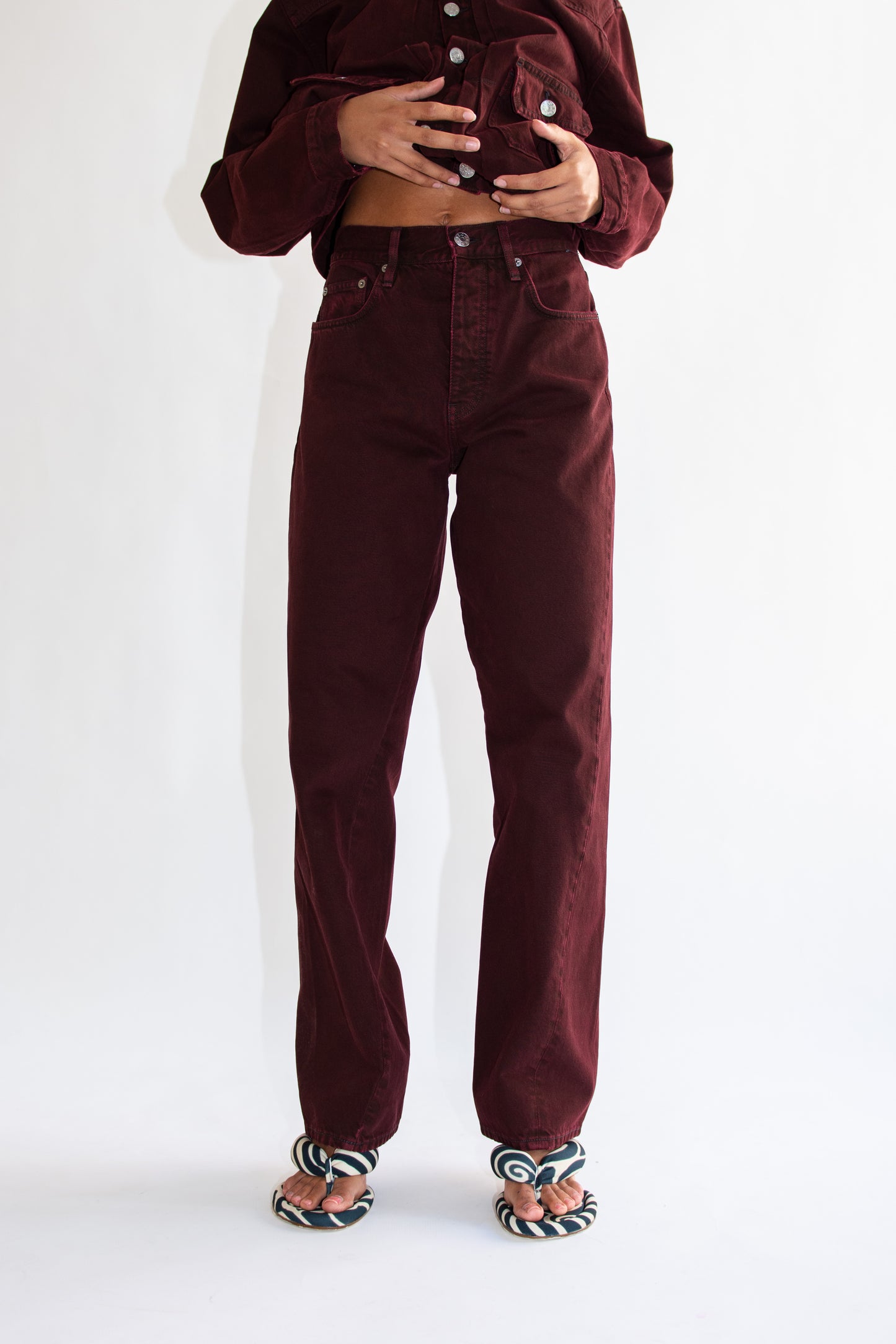 SUNFLOWER, Wide Twist Jean, Dark Wine Dyed