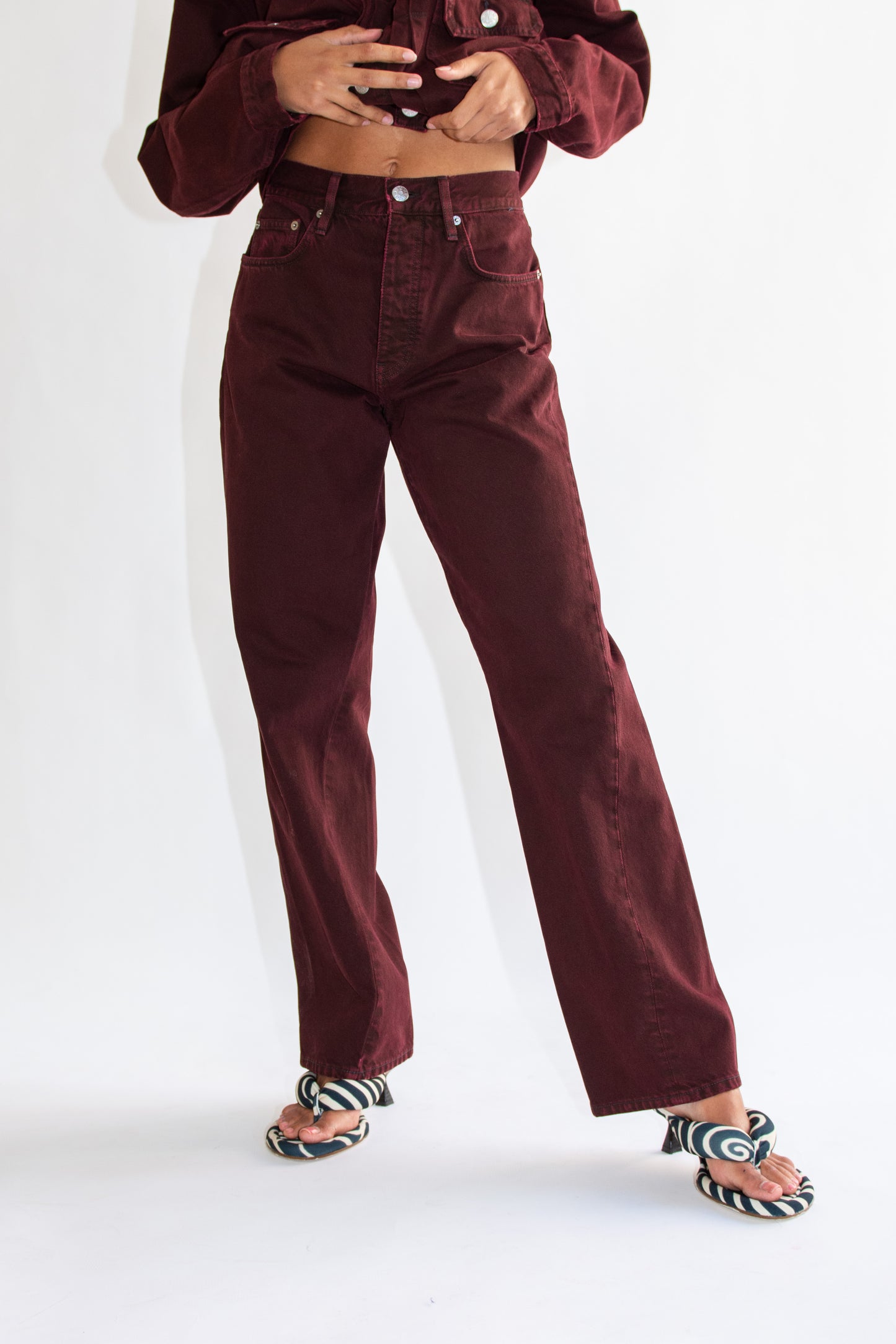 SUNFLOWER, Wide Twist Jean, Dark Wine Dyed