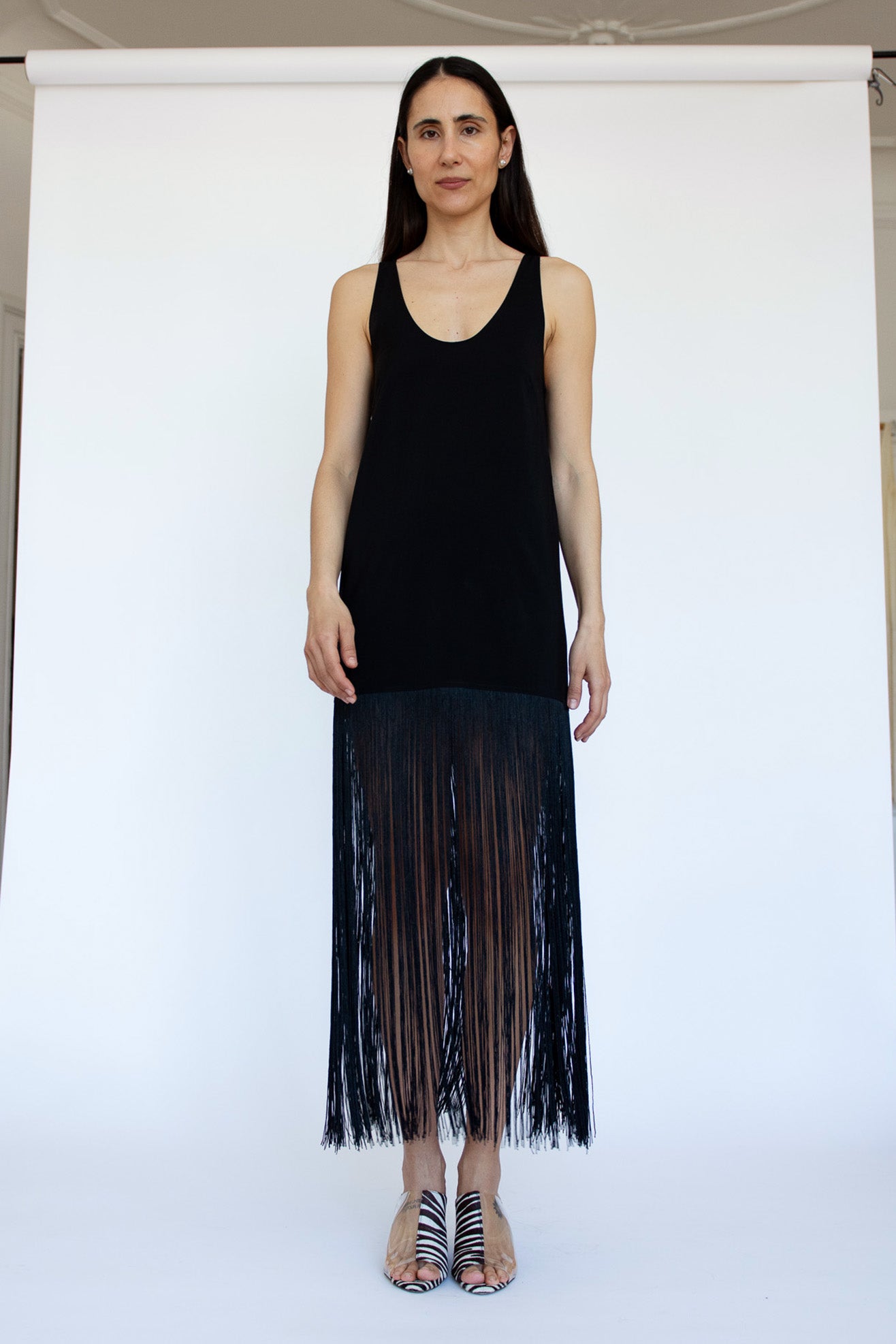 MR. LARKIN, Tassel Slip Dress, Black