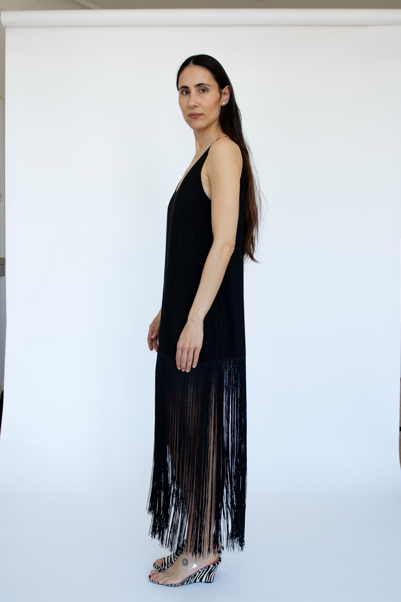 MR. LARKIN, Tassel Slip Dress, Black MR. LARKIN, Tassel Slip Dress, Black