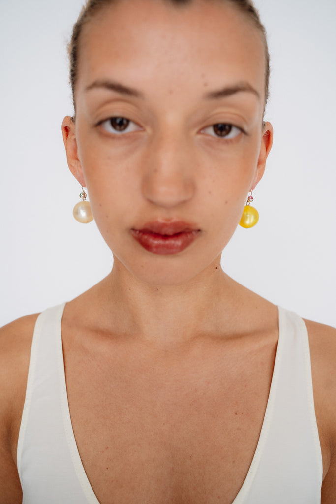 MONDO MONDO, Cha Cha Earrings, Limoncello/ Cream