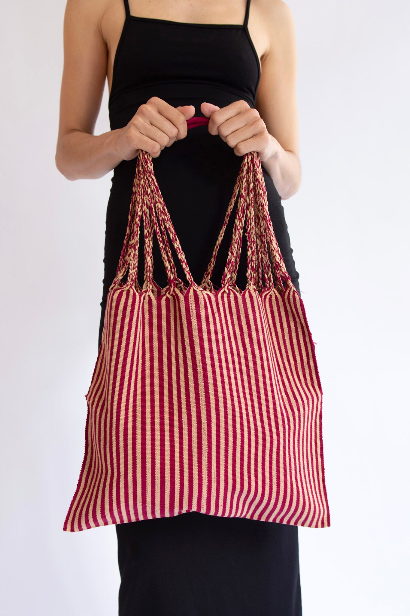 MR. LARKIN, Mercado Woven Market Bag, Stripe Brick