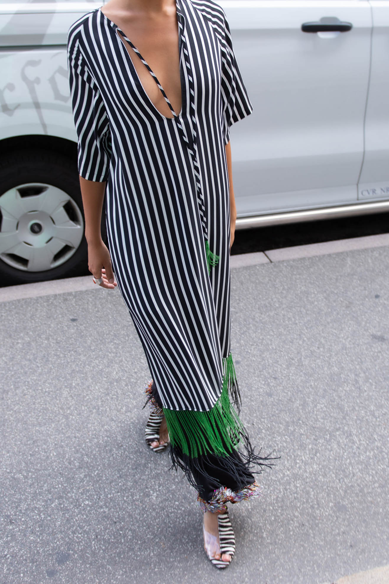 MR. LARKIN, Lola Beaded Fringe Dress, Black