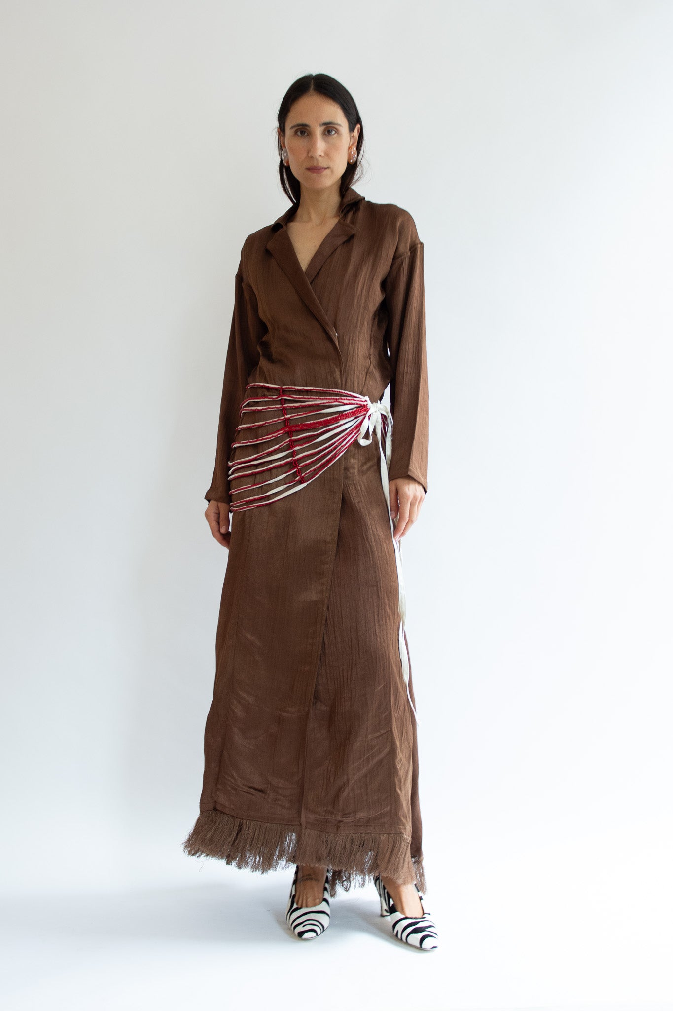 TIGRA TIGRA, Silk Mashroo Appointment Dress, Chocolate