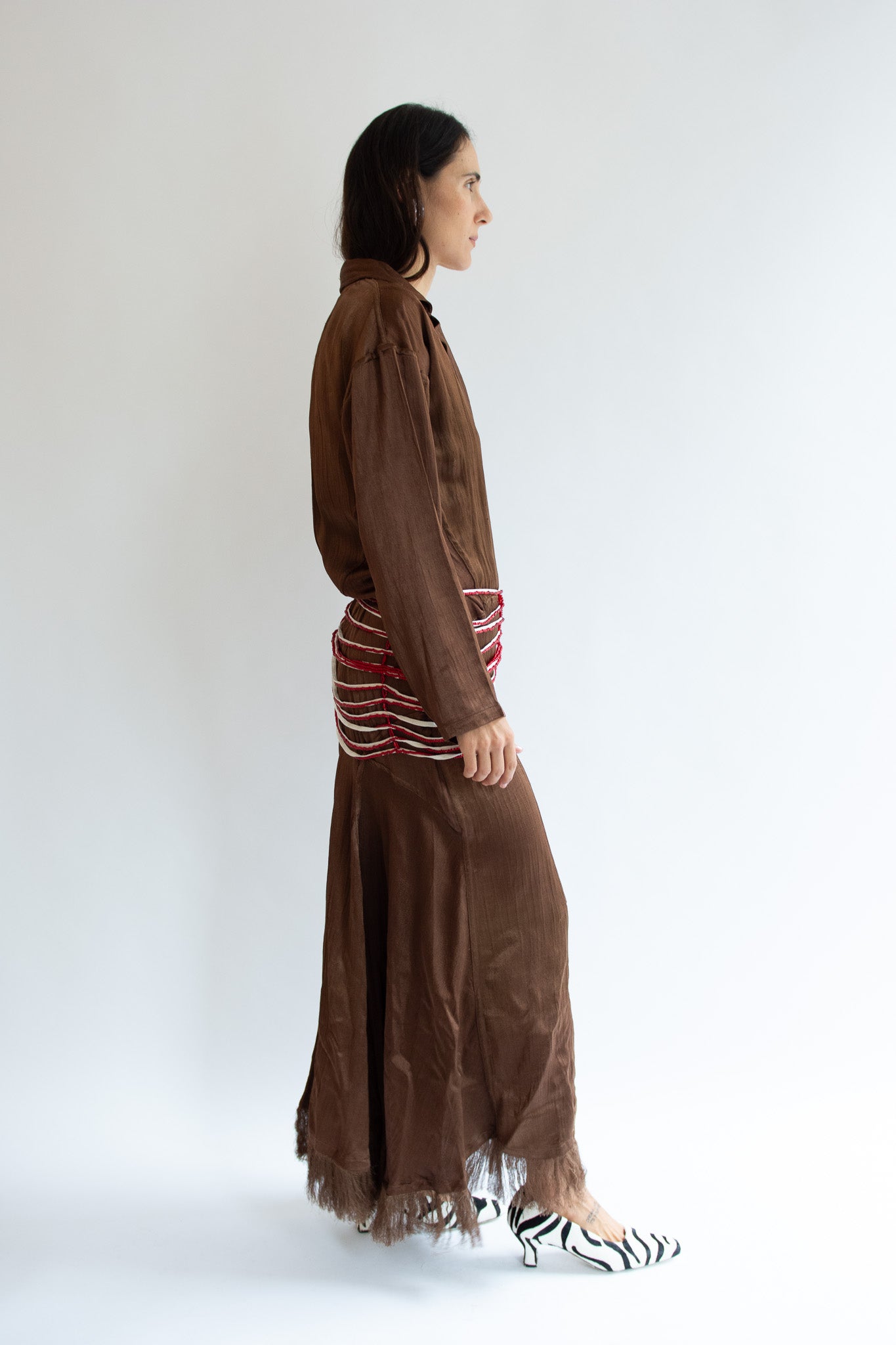 TIGRA TIGRA, Silk Mashroo Appointment Dress, Chocolate
