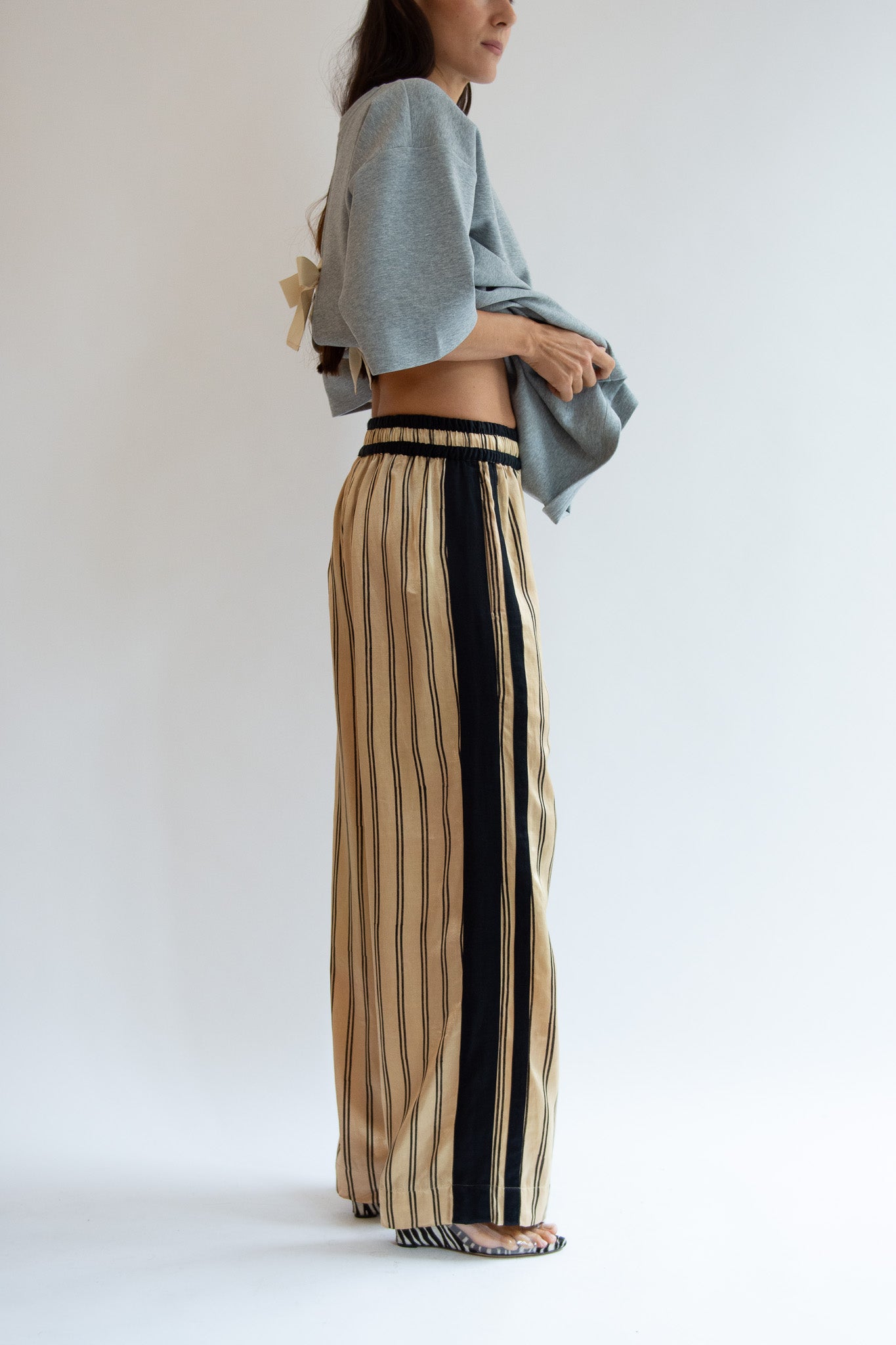 TIGRA TIGRA, Block Printed Boxing Pant, Champagne/Black