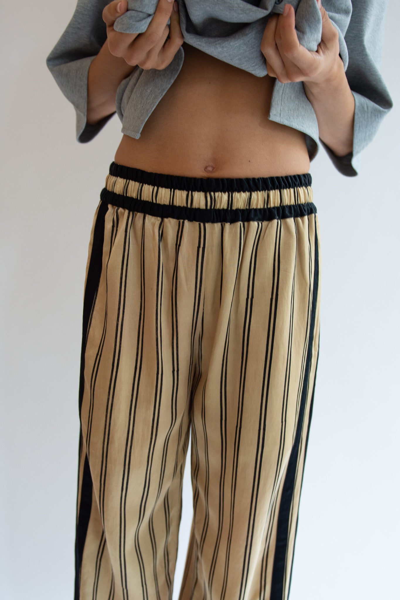 TIGRA TIGRA, Block Printed Boxing Pant, Champagne/Black