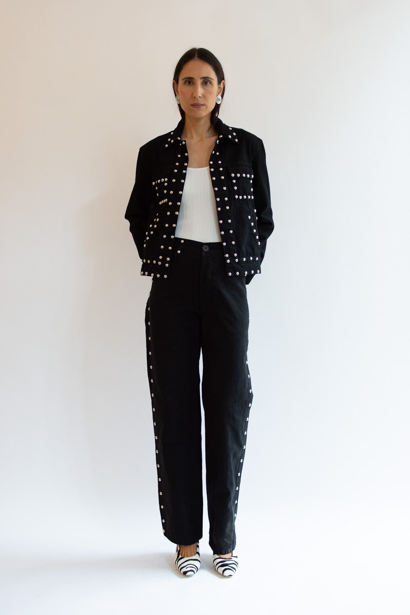 JESSE KAMM, Studded Ranch Jacket, Black Overdye w/ Studs