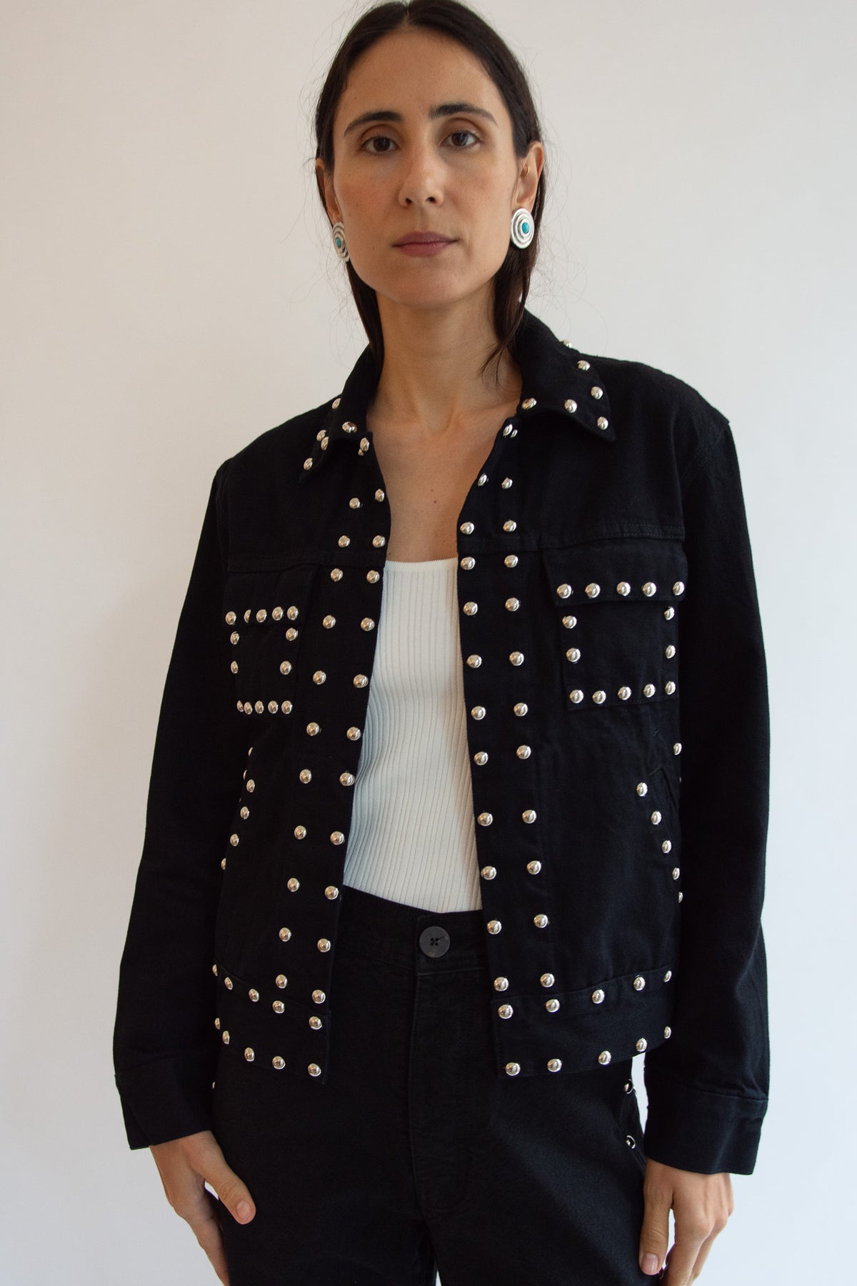 JESSE KAMM, Studded Ranch Jacket, Black Overdye w/ Studs