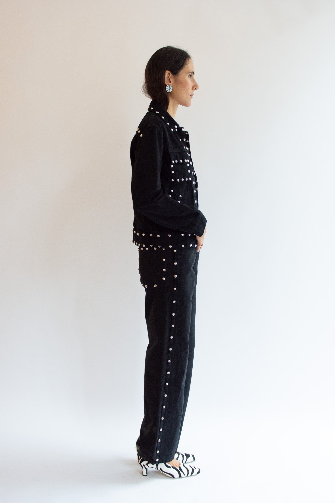 JESSE KAMM, Studded Ranch Jacket, Black Overdye w/ Studs