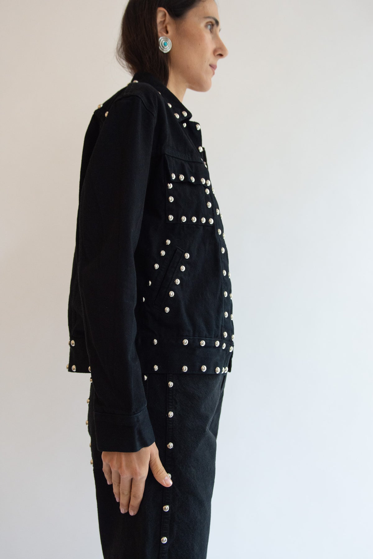 JESSE KAMM, Studded Ranch Jacket, Black Overdye w/ Studs