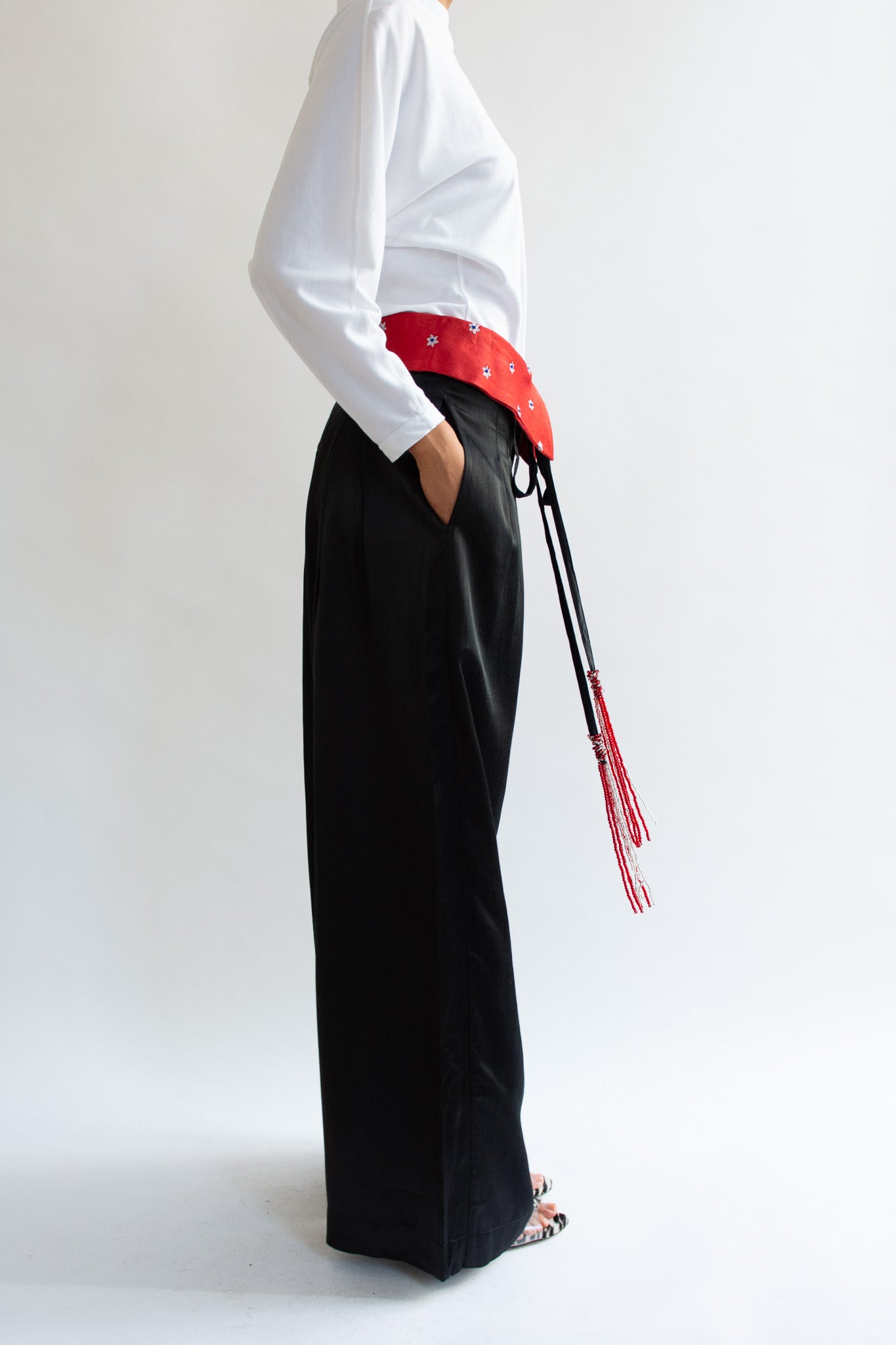 TIGRA TIGRA, Foldover Kasab Trouser, Black with Red