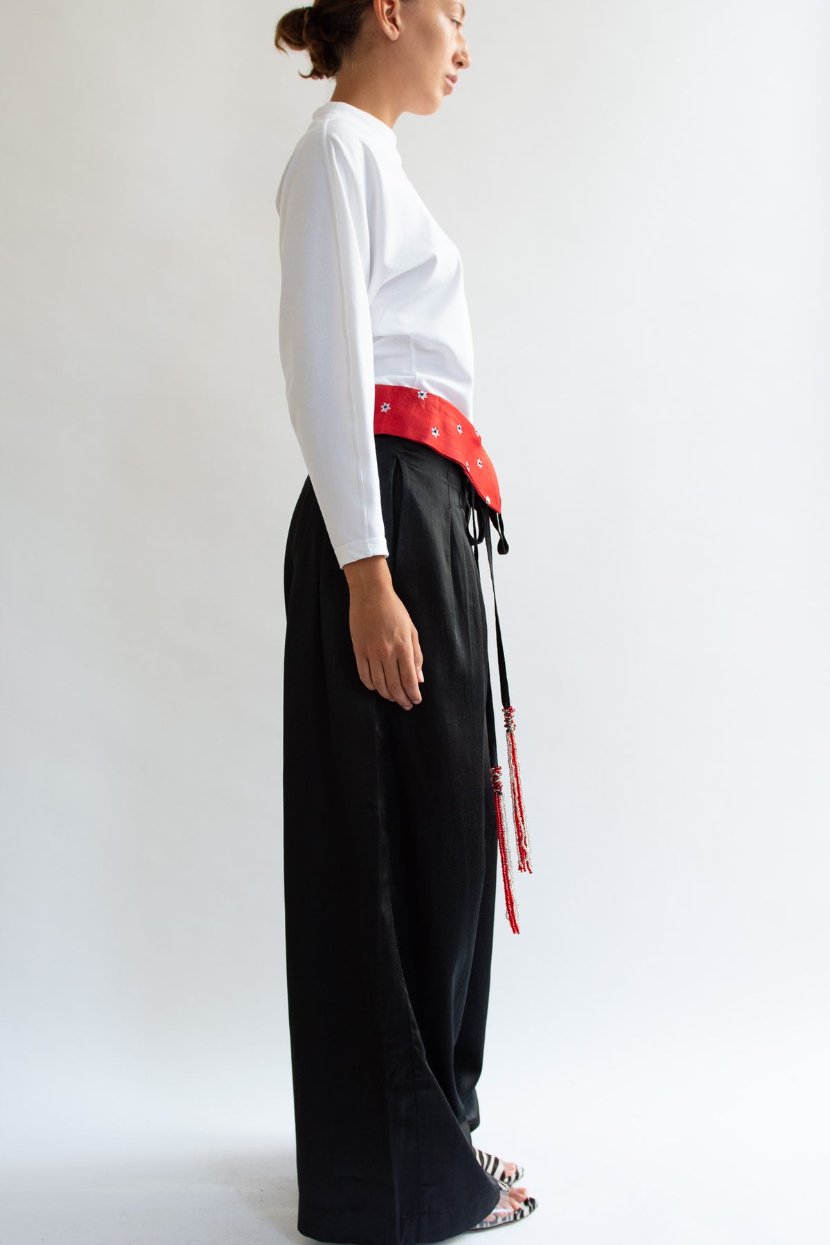 TIGRA TIGRA, Foldover Kasab Trouser, Black with Red