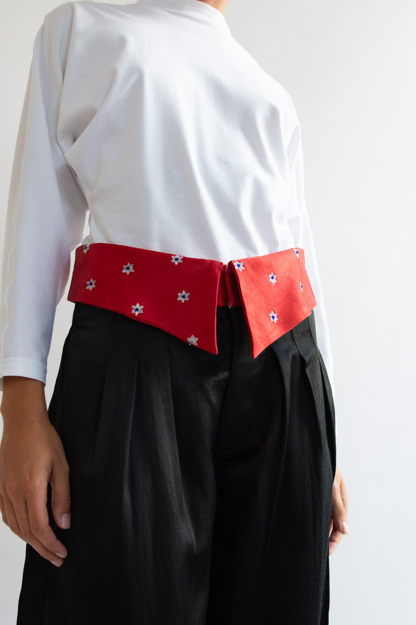 TIGRA TIGRA, Foldover Kasab Trouser, Black with Red