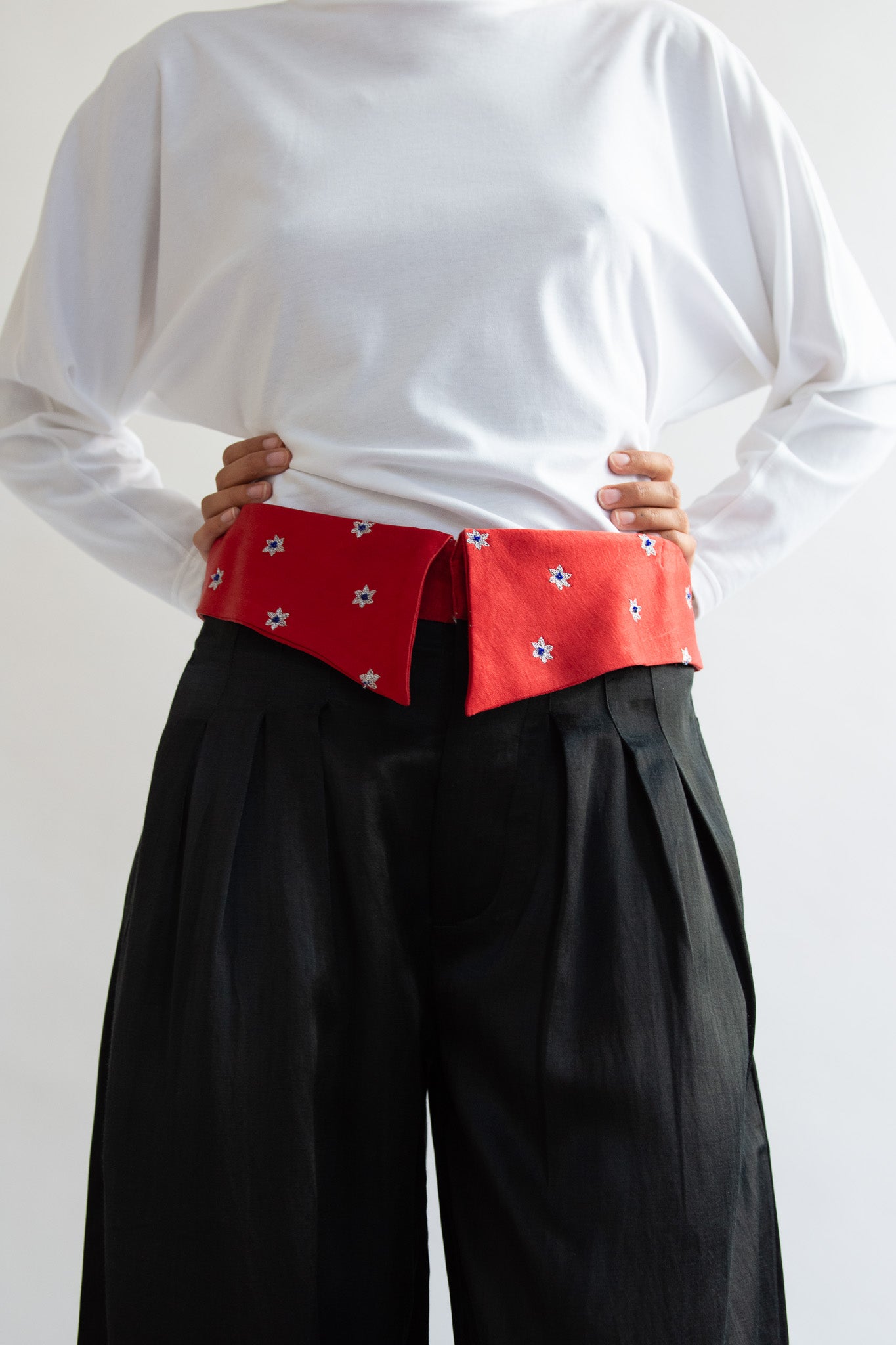 TIGRA TIGRA, Foldover Kasab Trouser, Black with Red